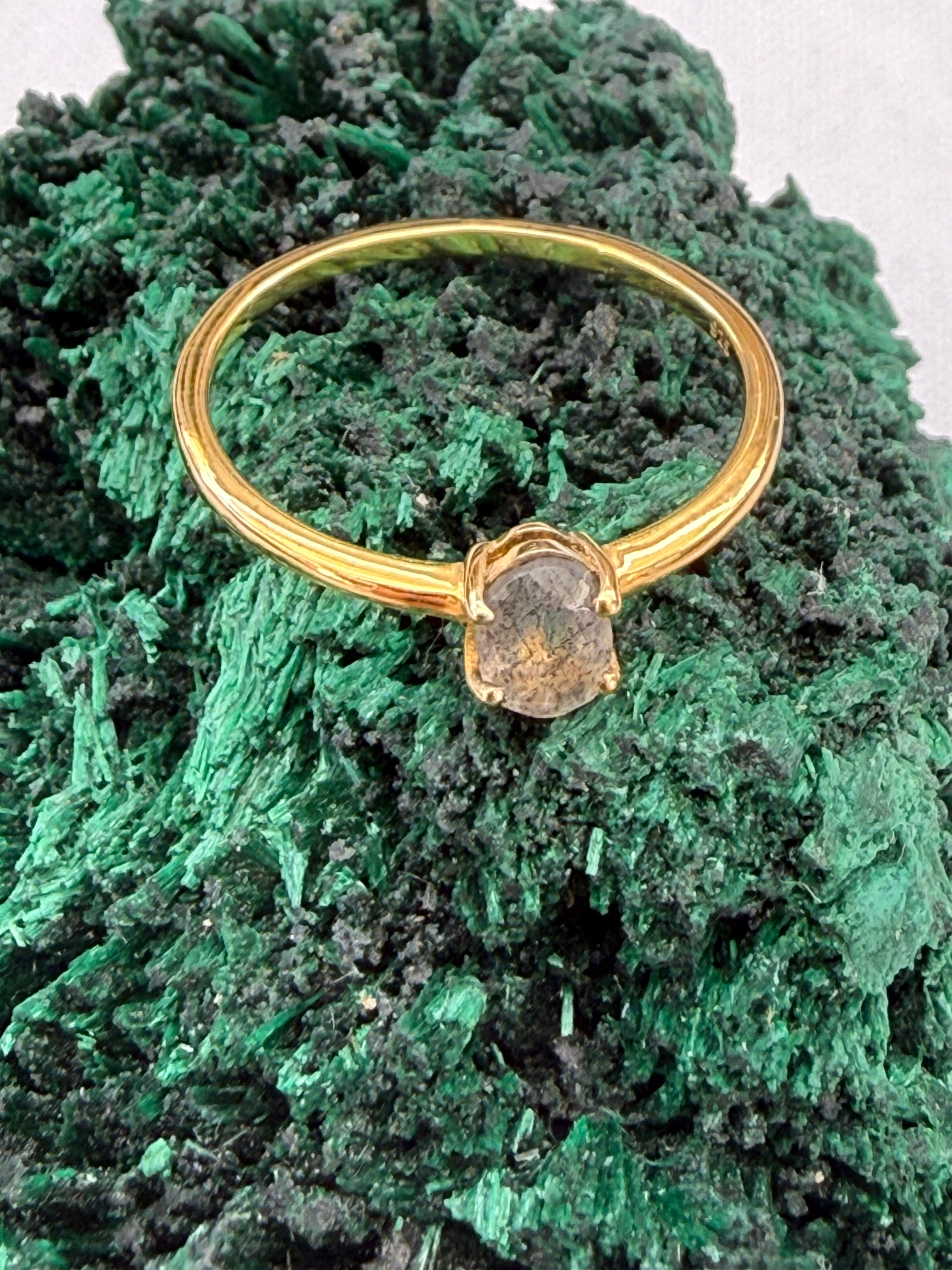 Mystic Aurora Labradorite Vermeil Ring – Size 9 Crystal Wellness