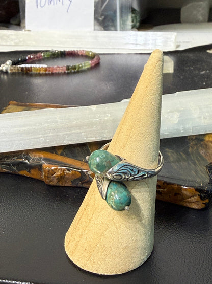 Turquoise Silver Ring — The Stone of Protection & Truth, size 7 Crystal Wellness