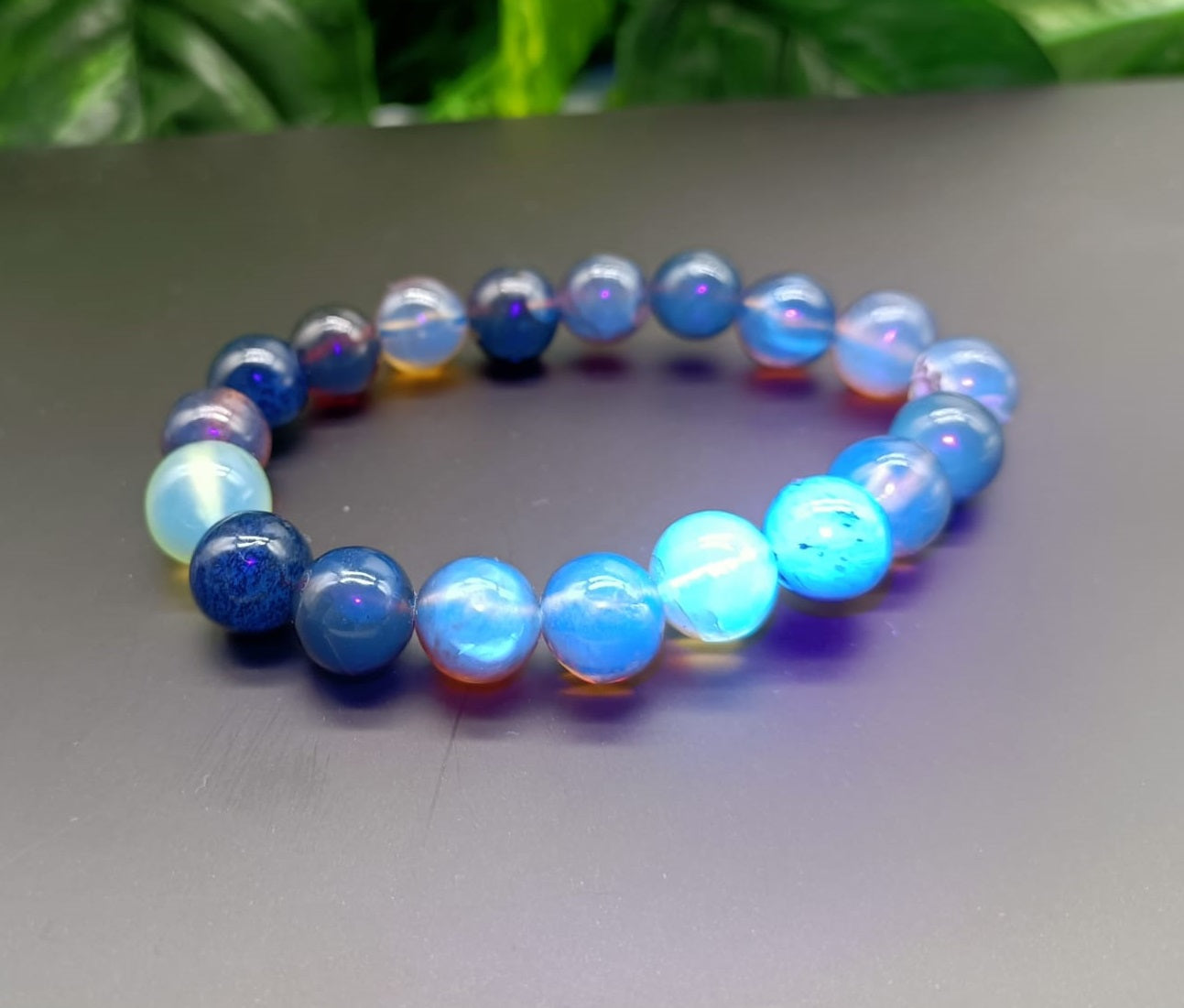 Genuine Sumatran Blue Amber 10mm Beads Bracelet RARE Crystal Wellness