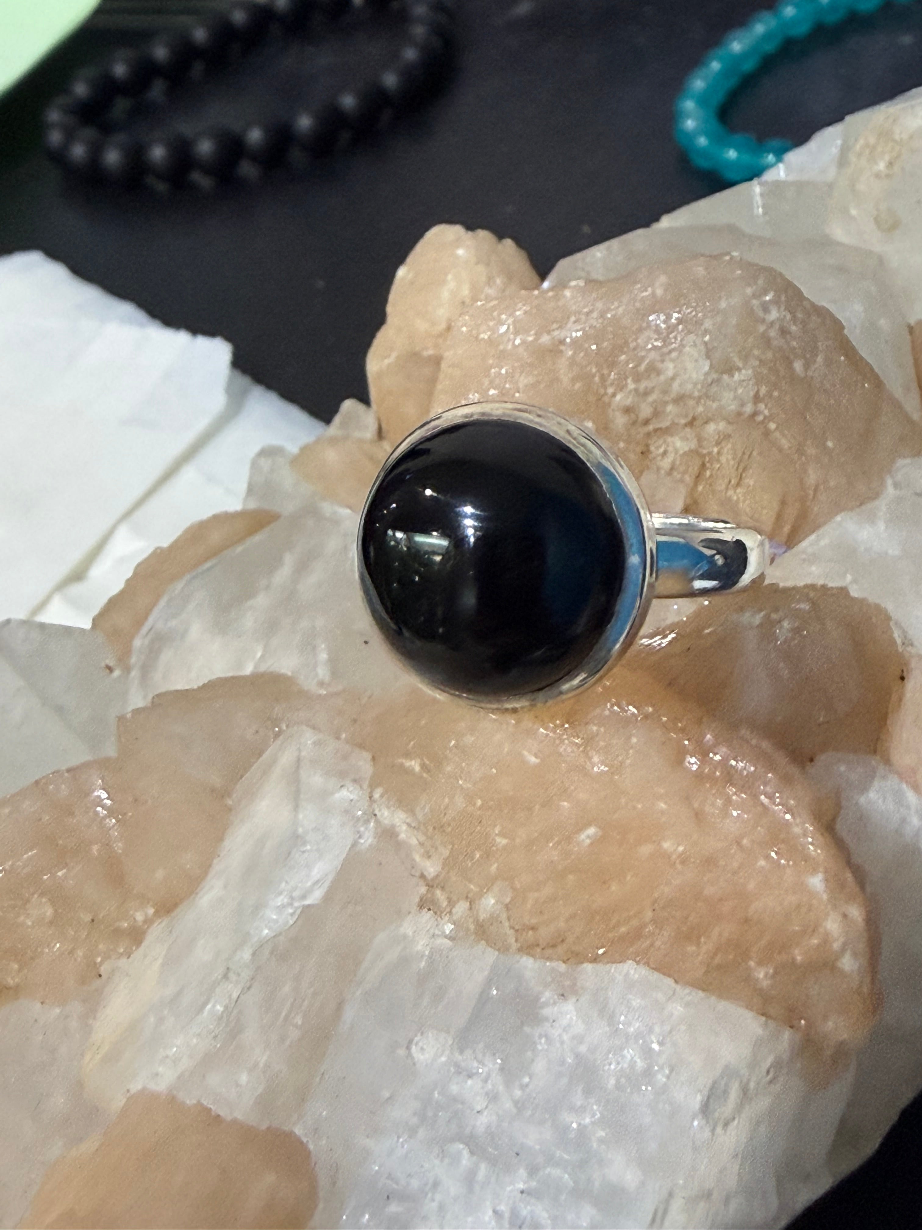 Black Onyx Ring, size 10
The Stone of Strength, Protection & Inner Power Crystal Wellness