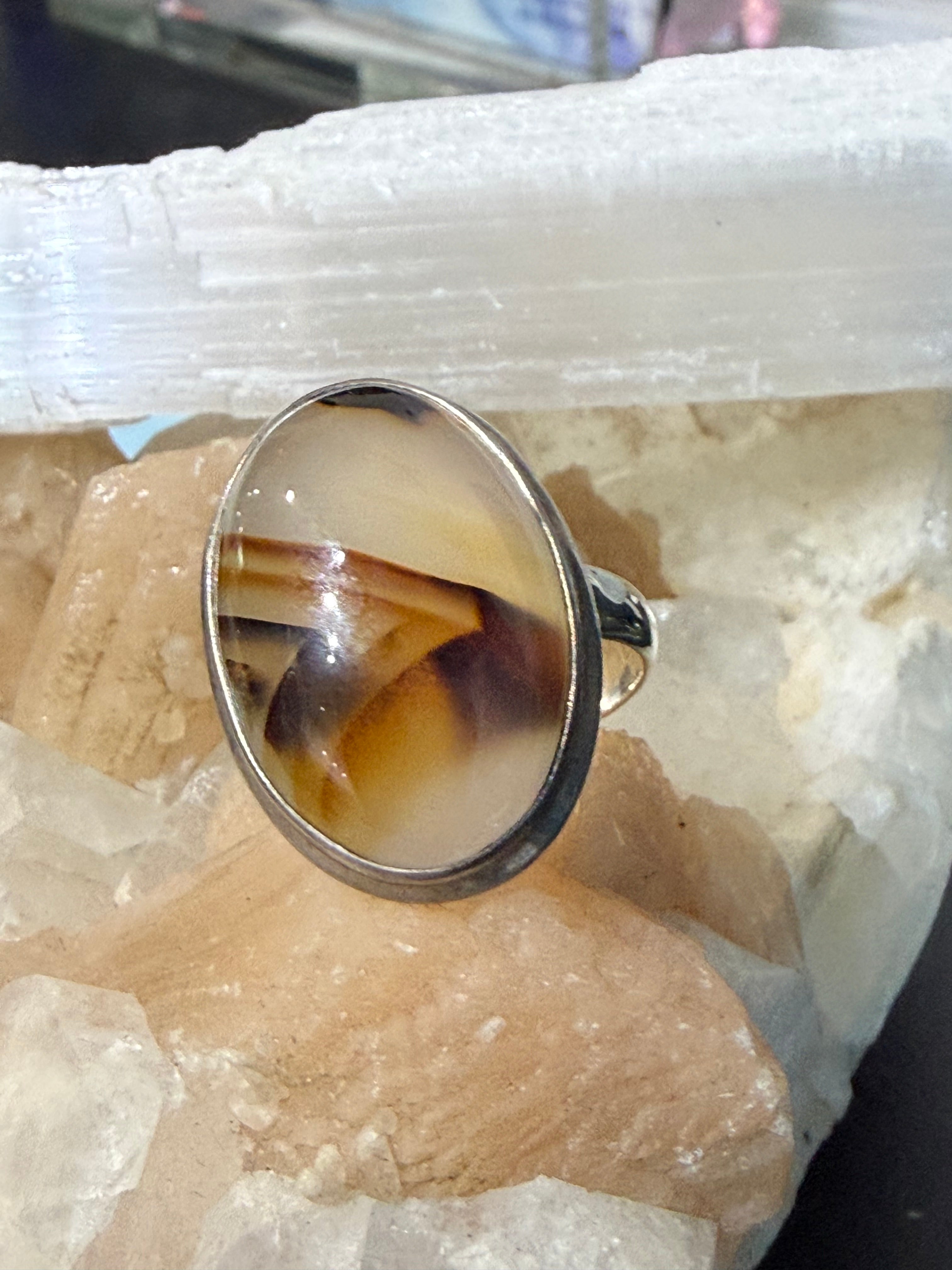 Montana Agate Ring, size 9 – Stone of Calm, Clarity & Natural Balance Crystal Wellness