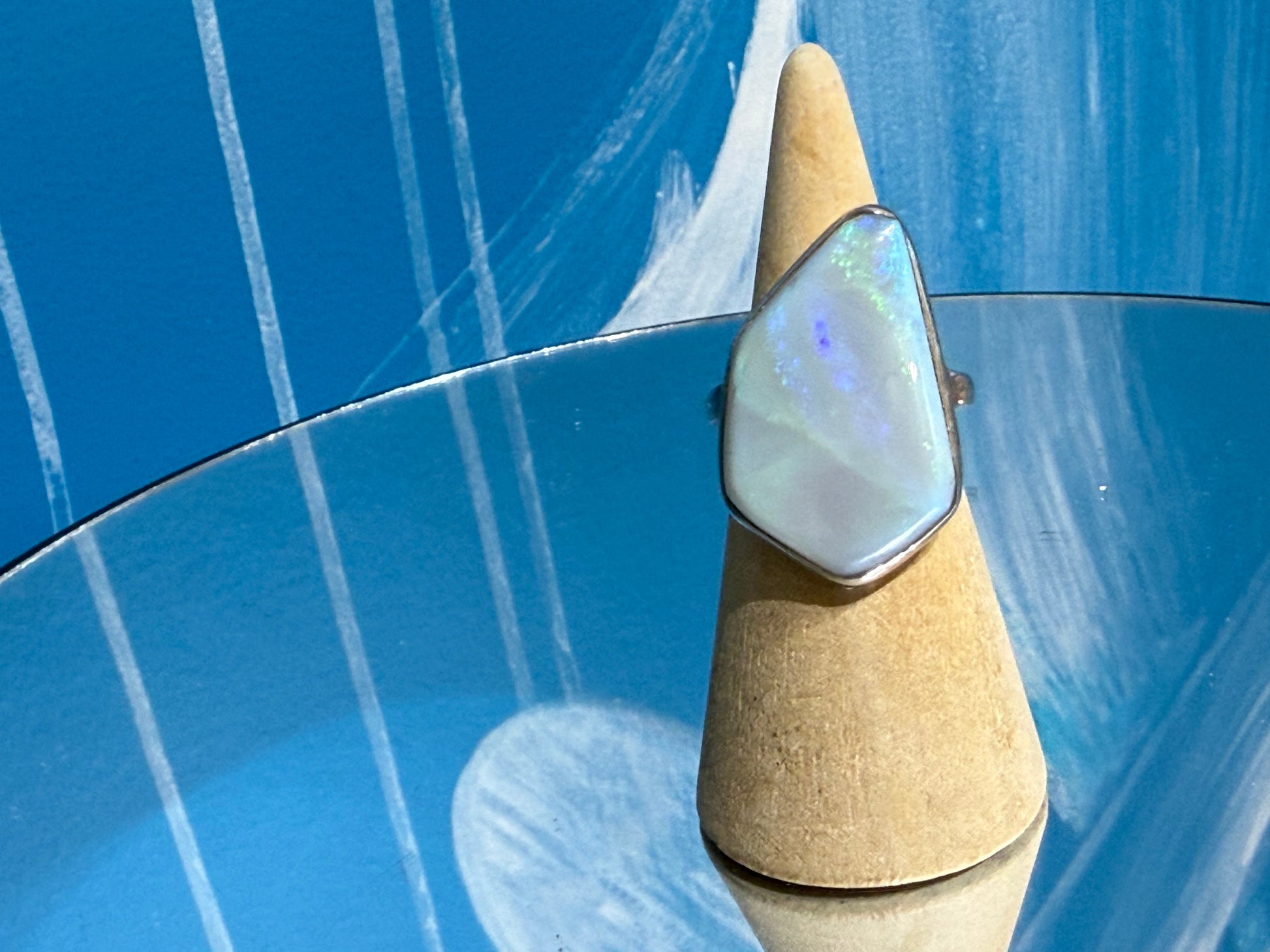 Solid Australian Opal Ring – A Gem of Light, Hope & Inspiration, size 7 3/4 Crystal Wellness