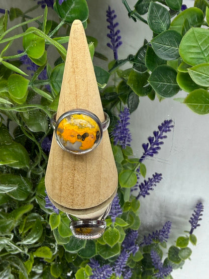 🐝 Bumblebee Jasper Ring — Joy, Confidence & Creative Vitality, size 9.5 Crystal Wellness