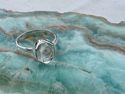 Herkimer Diamond Ring – Stone of Clarity, Amplification & Spiritual Awakening, size 7.5 Crystal Wellness
