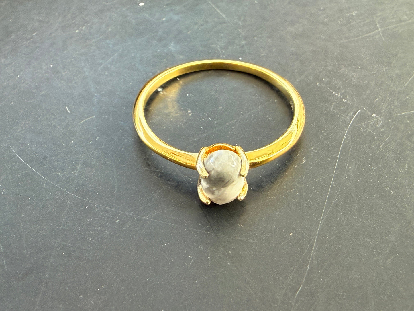 Howlite Vermeil Ring — Serenity & Inner Peace, size 6 Crystal Wellness