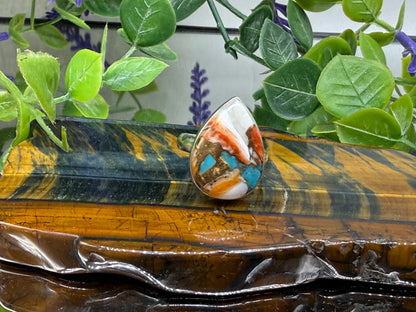 Spiny Oyster Turquoise Ring — Joy, Protection & Vitality, size 8 Crystal Wellness