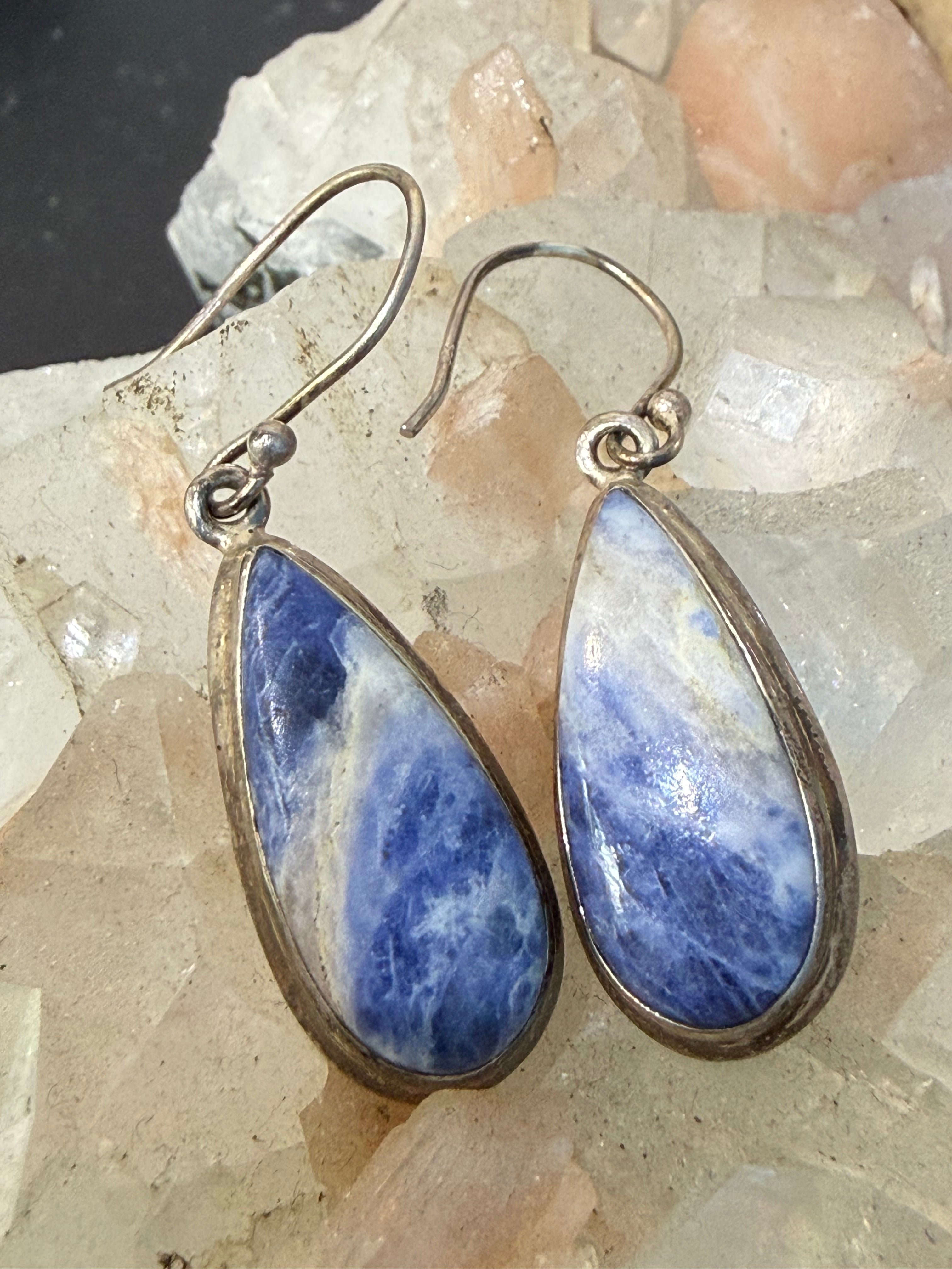 Sodalite Earrings — Wisdom in Blue, 25mmx14mm Crystal Wellness