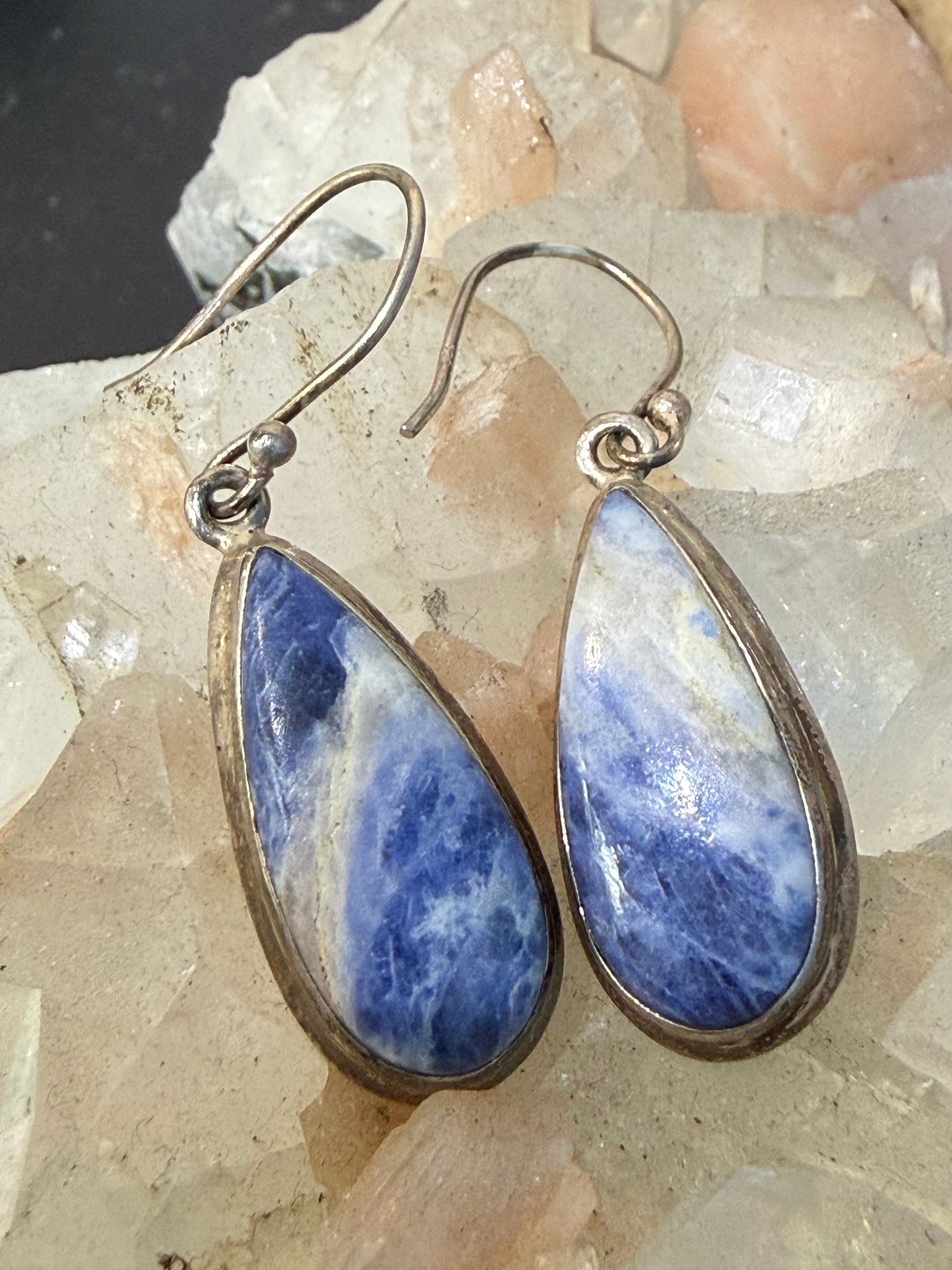 Sodalite Earrings — Wisdom in Blue, 25mmx14mm Crystal Wellness
