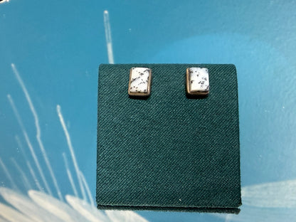 Dendritic Opal Stud Earrings – Growth, Inner Peace & Connection to Nature, 7mmx4mm Crystal Wellness