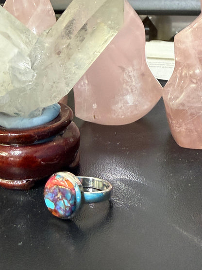 KINGMAN PINK DAHLIA TURQUOISE RING – Love, Confidence & Emotional Balance, size 7.5 Crystal Wellness
