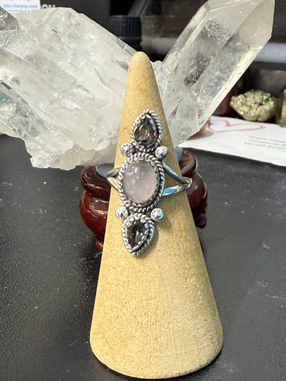 Rose Quartz & Mystic Topaz Ring
Stone of Love, Self-Worth & Radiant Transformation, size 6 Crystal Wellness