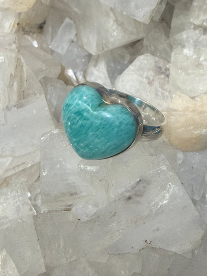 Amethyst with Amazonite Sterling Silver Ring Size 8 Crystal Wellness