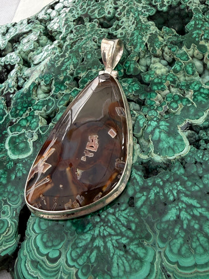 Tube Agate Sterling Silver Pendant — Pathways of Strength & Inner Flow Crystal Wellness