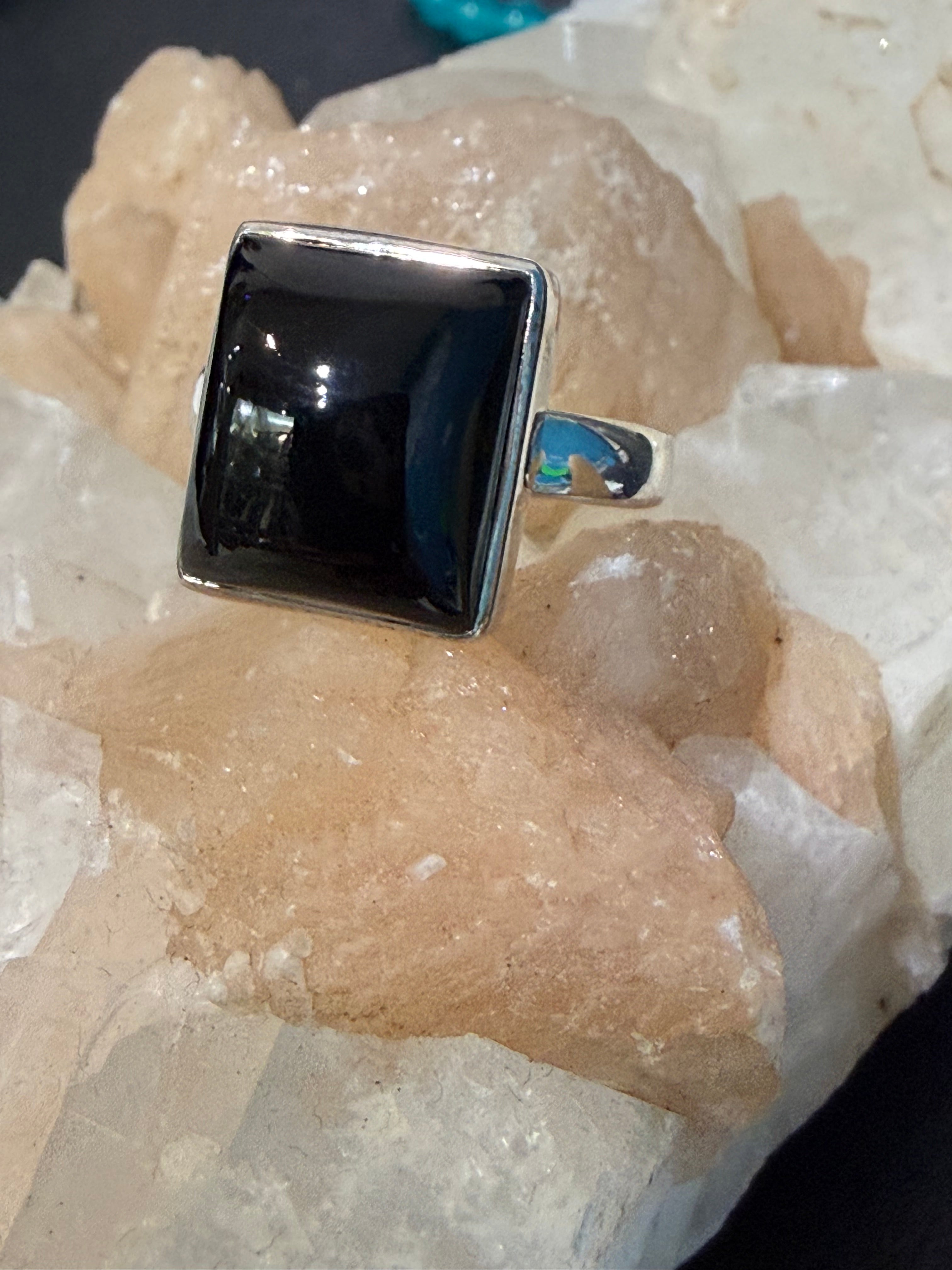 Black Onyx Ring, size 9
The Stone of Strength, Protection & Inner Power Crystal Wellness