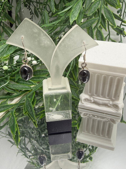Black Star Sapphire Sterling Silver (92.5) Earrings Crystal Wellness