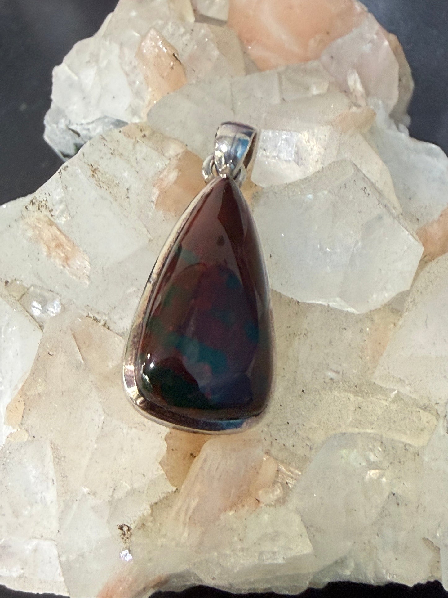 Bloodstone Pendant — Strength, Vitality & Grounded Courage, 29mmx15mm Crystal Wellness