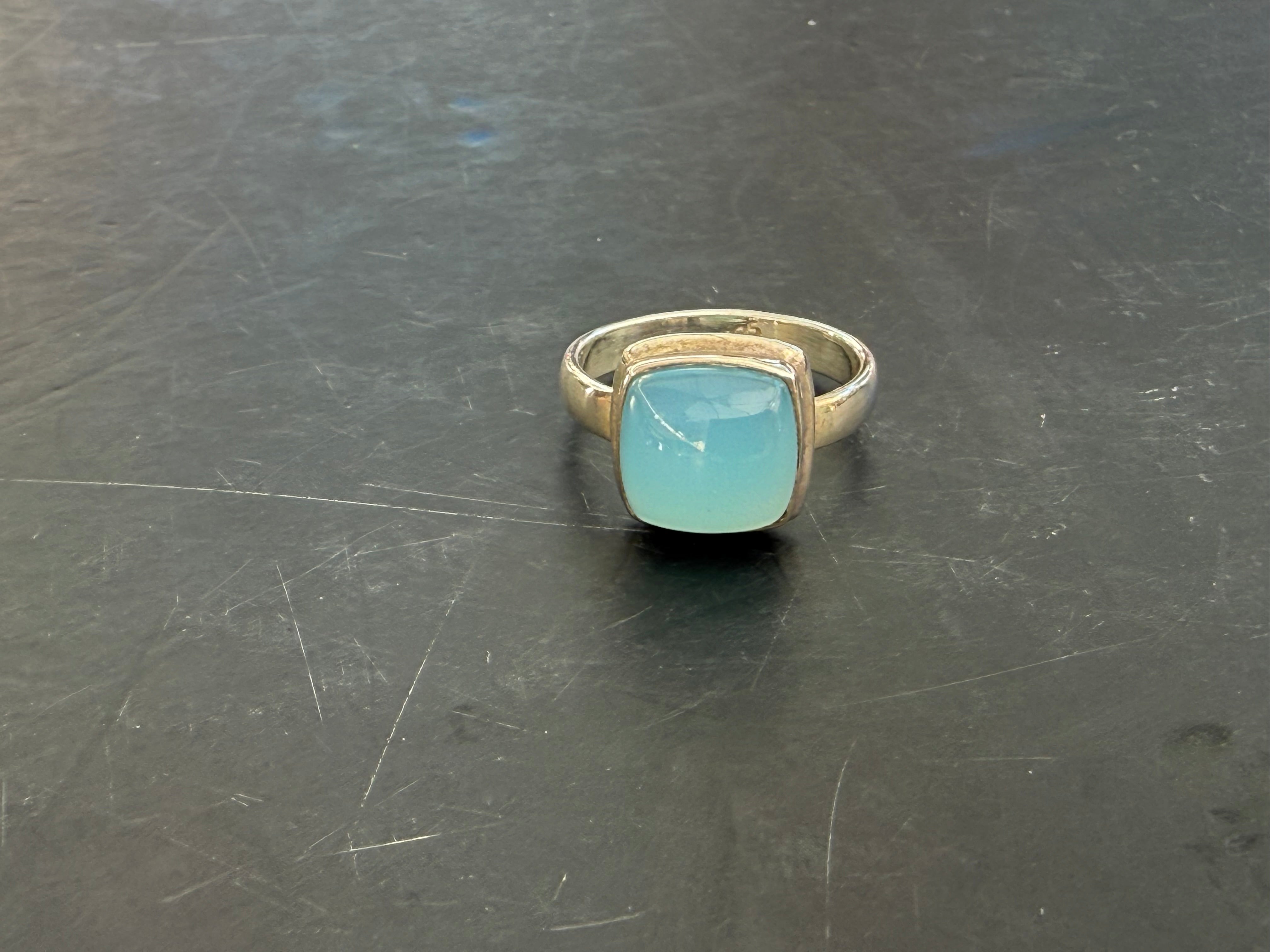 Blue Chalcedony Ring, size 8 – Serenity, Gentle Wisdom & Heartfelt Communication Crystal Wellness