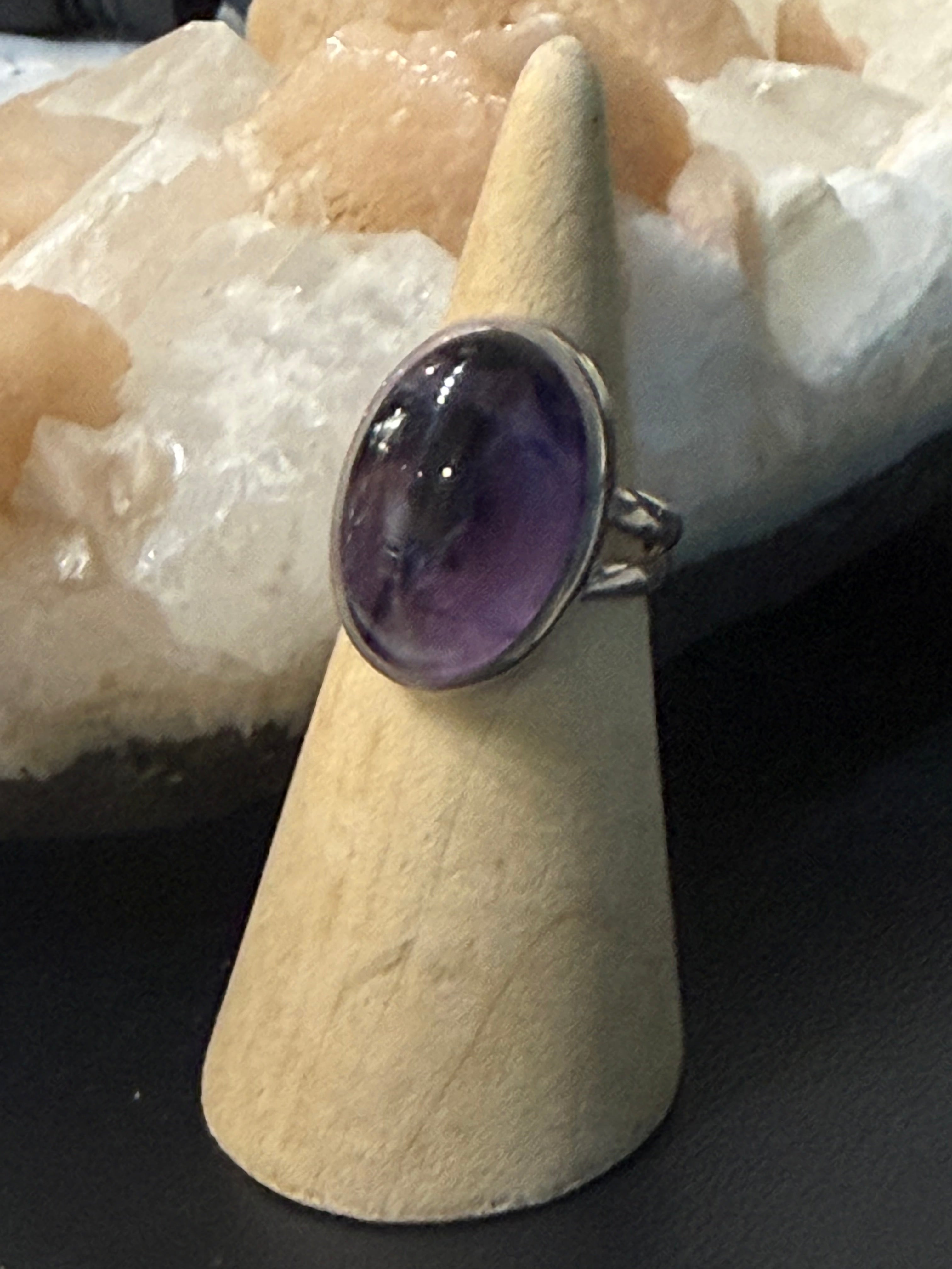 Amethyst Sterling Silver Ring – Size 7 Crystal Wellness