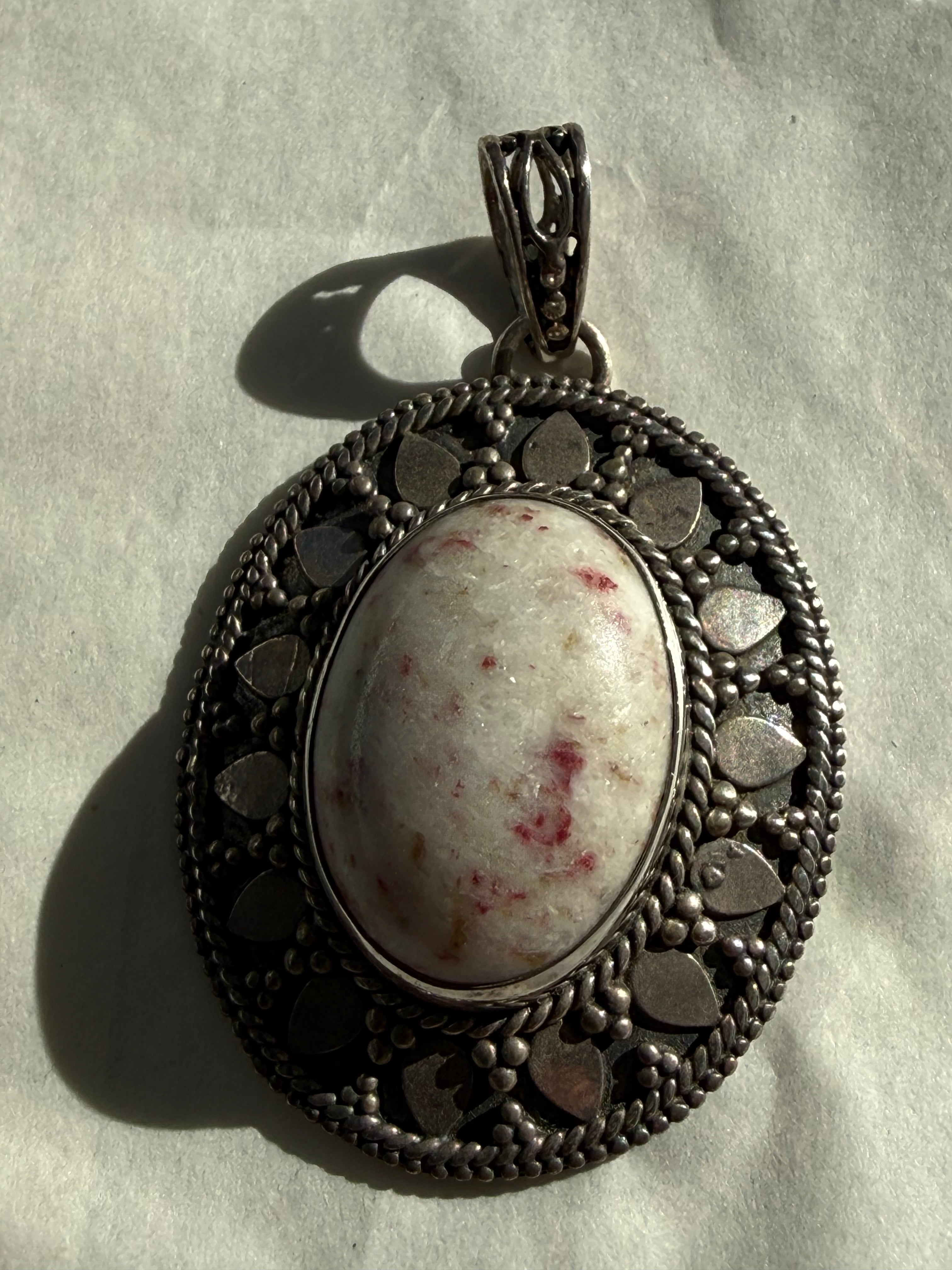 Cinnabar Silver Pendant 25mmx25mm Crystal Wellness