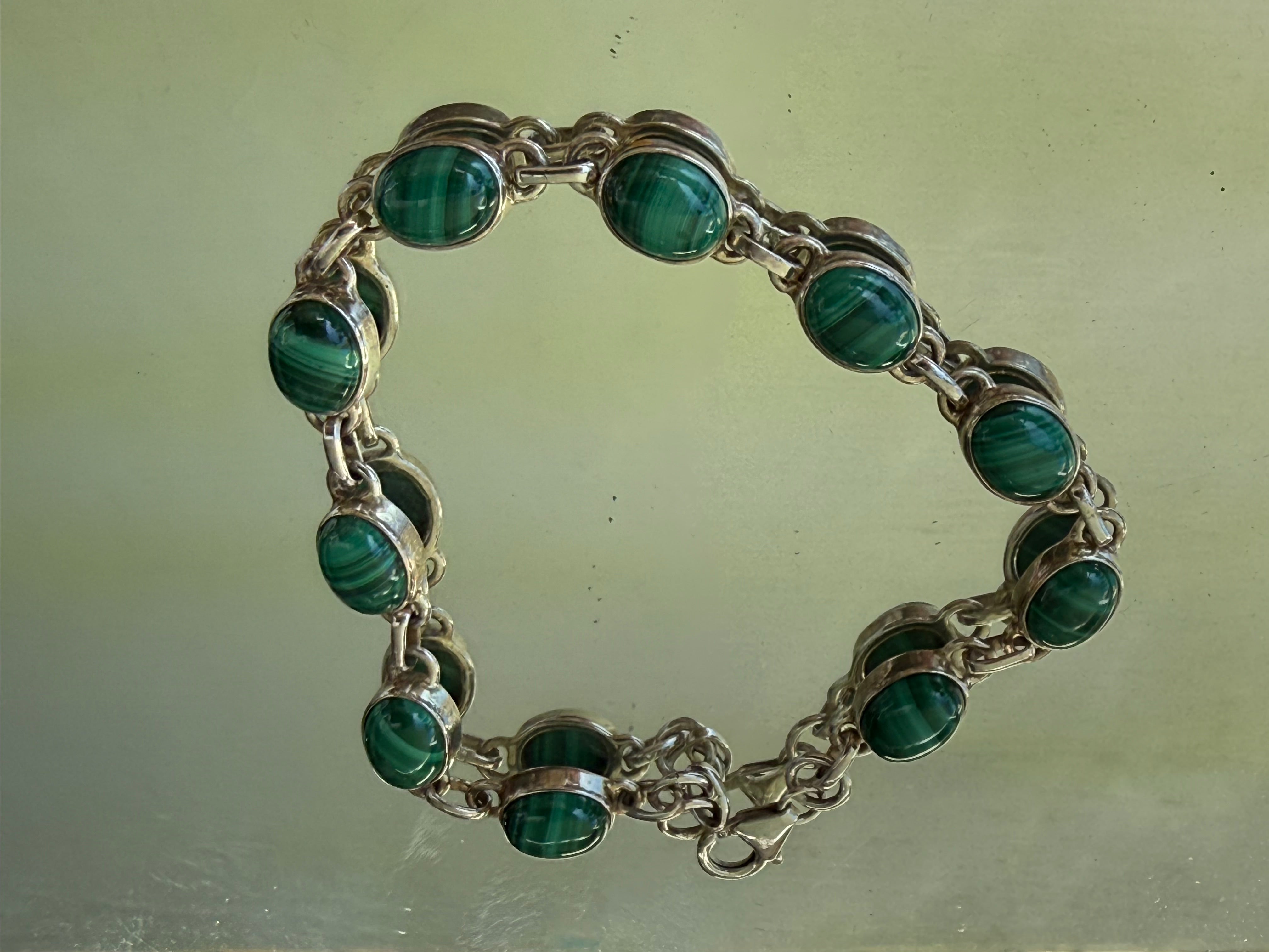 Malachite Sterling Silver Bracelet – Transformation, Protection & Empowered Growth 21cm Crystal Wellness