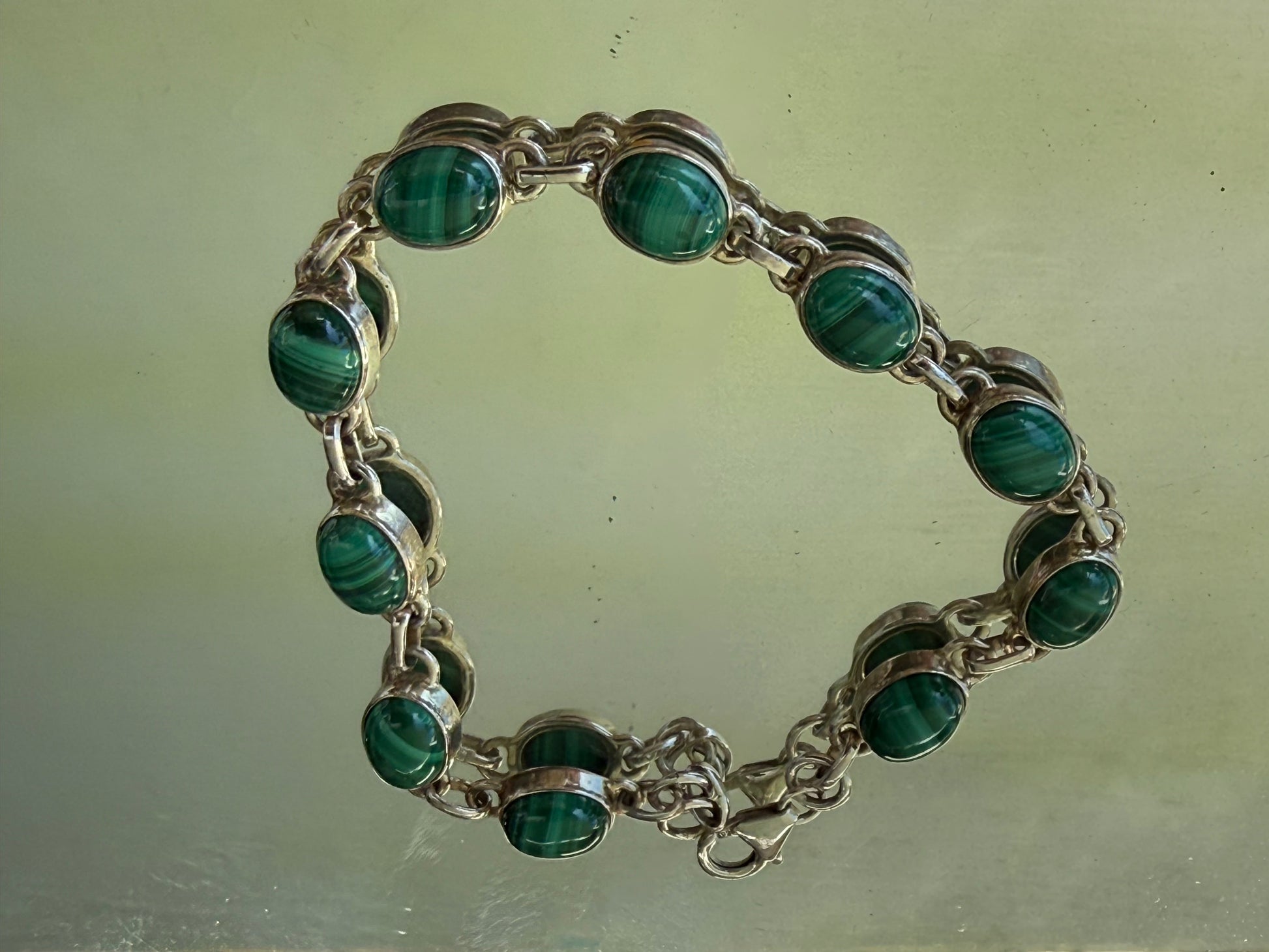 Malachite Sterling Silver Bracelet – Transformation, Protection & Empowered Growth 21cm Crystal Wellness