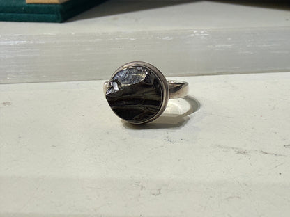 Elite Shungite 925 Sterling Silver Rectangle Ring Size 7.5 Crystal Wellness