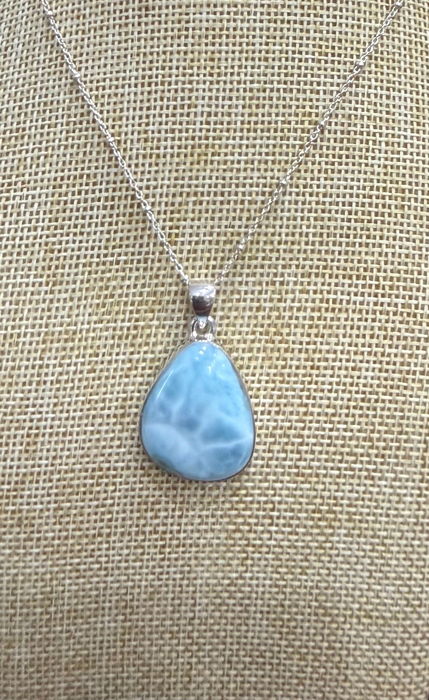 Larimar 925 Sterling Silver Pendant Crystal Wellness