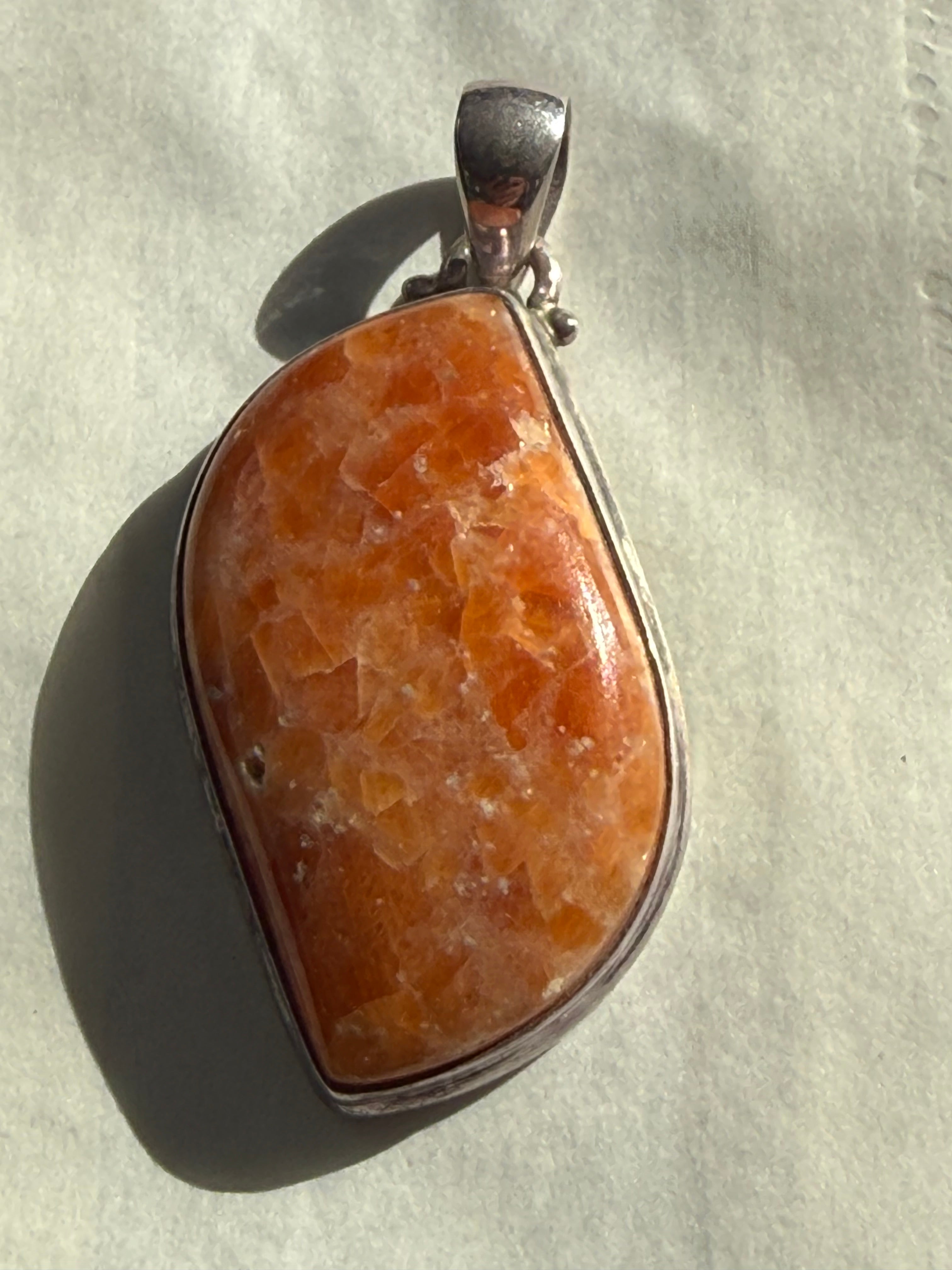 🧡 Orange Calcite Radiance Silver Pendant Crystal Wellness