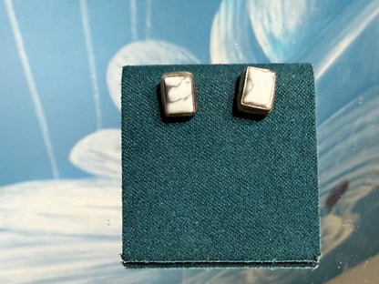 Howlite Stud Earrings – Peace, Patience & Inner Calm, 8mmx5mm Crystal Wellness
