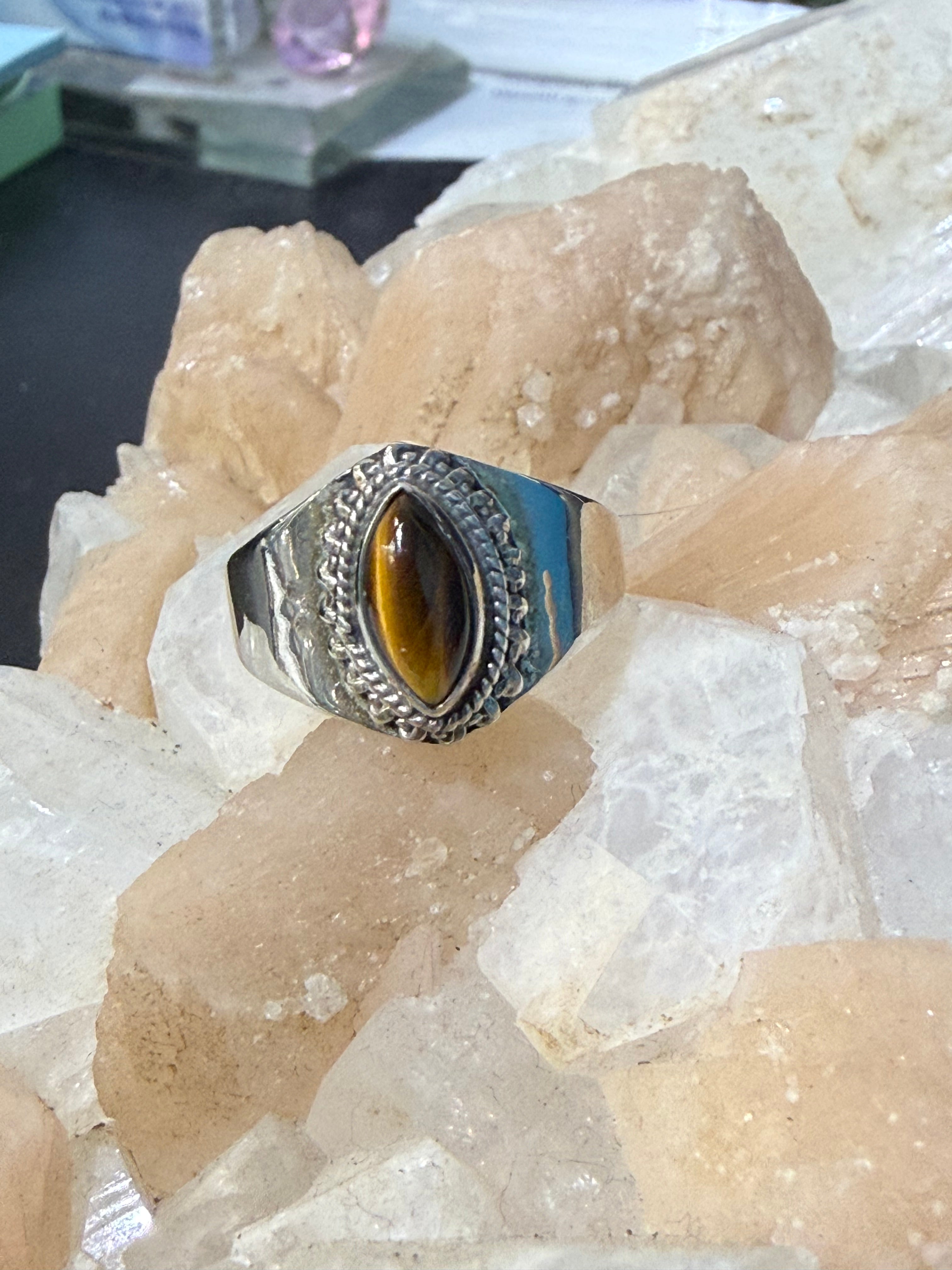 Golden Tiger Eye Ring, size 8  – Strength, Protection & Confidence Crystal Wellness