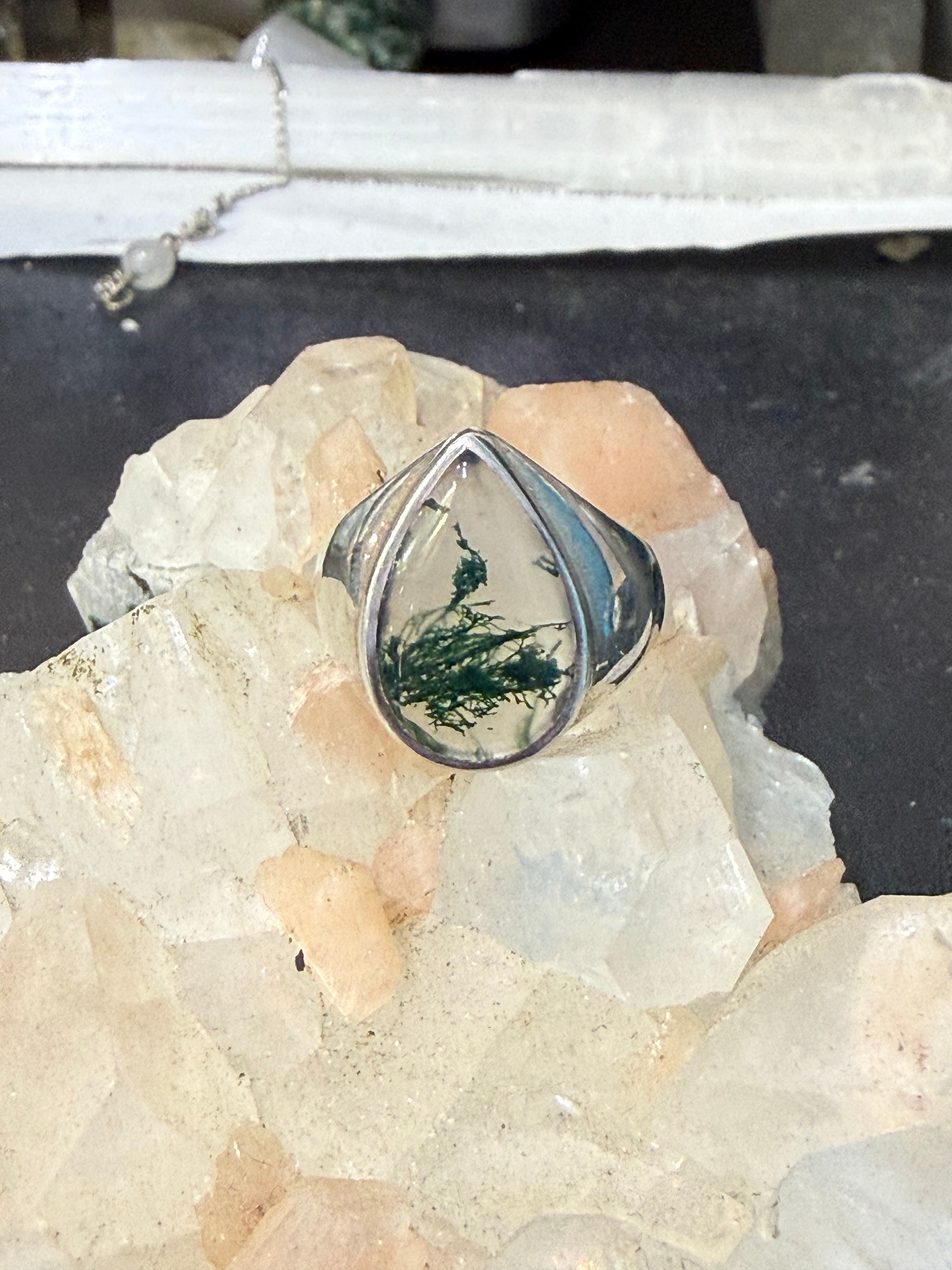 Moss Agate Ring — The Stone of New Beginnings, size 8.5 Crystal Wellness
