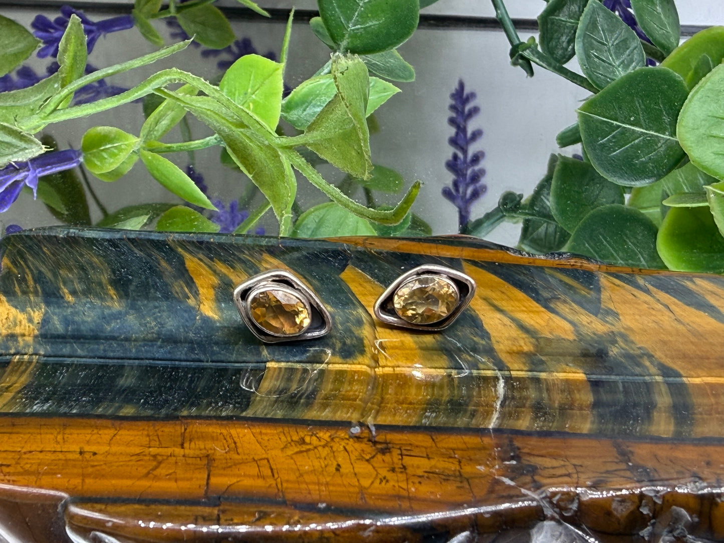 Citrine Stud Earrings ✨, 11mmx7mm Crystal Wellness