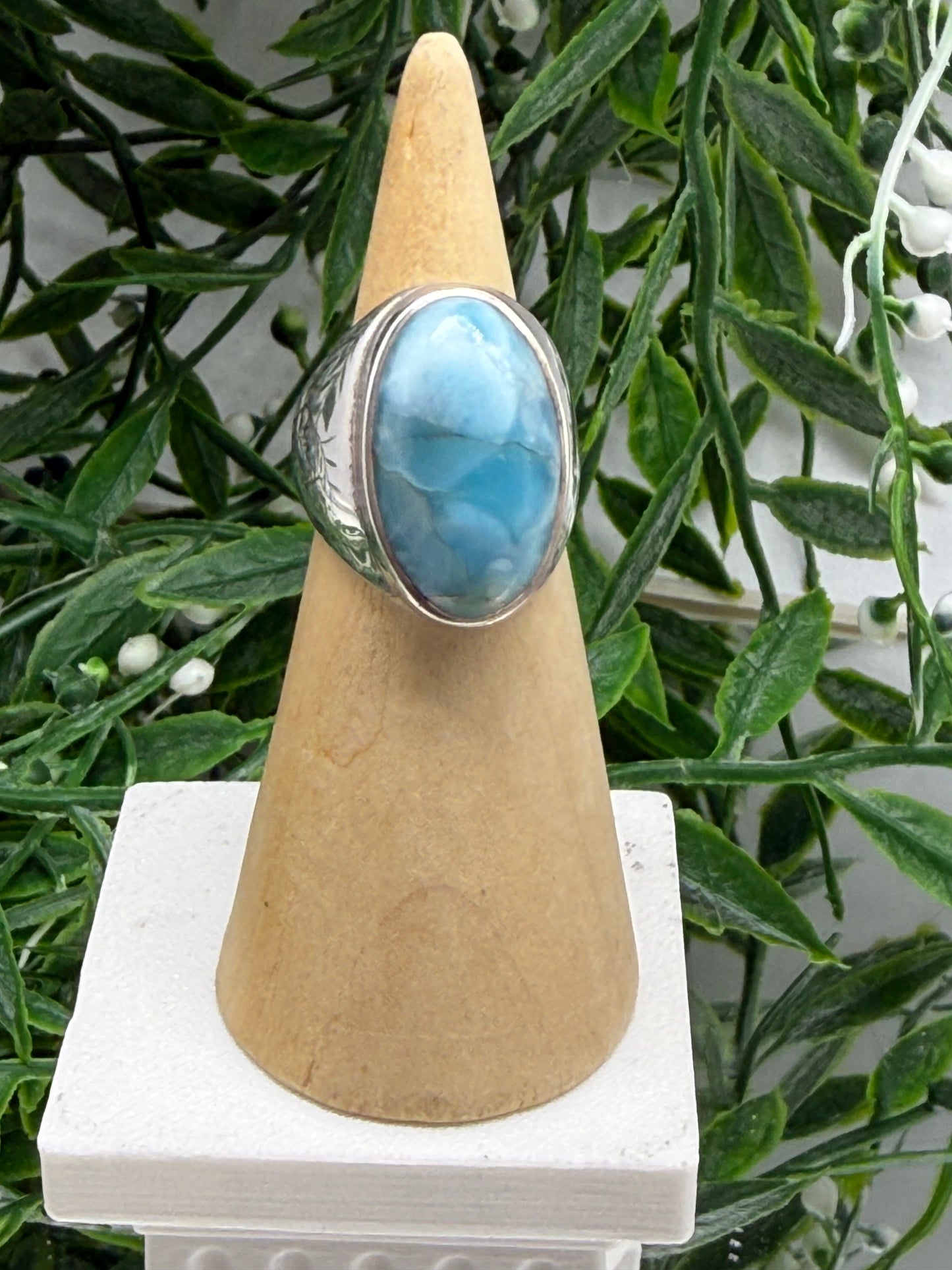 Larimar Sterling Silver Men’s Ring – Size 5 Crystal Wellness