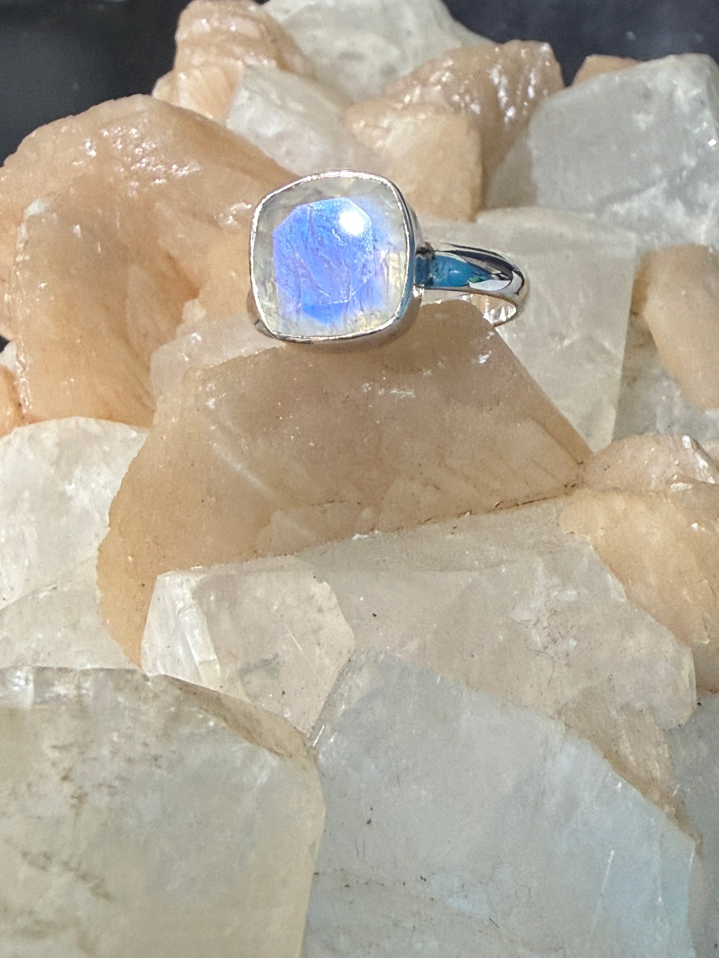 Moonstone Ring, size 8.5— Intuition, Feminine Energy & New Beginnings Crystal Wellness