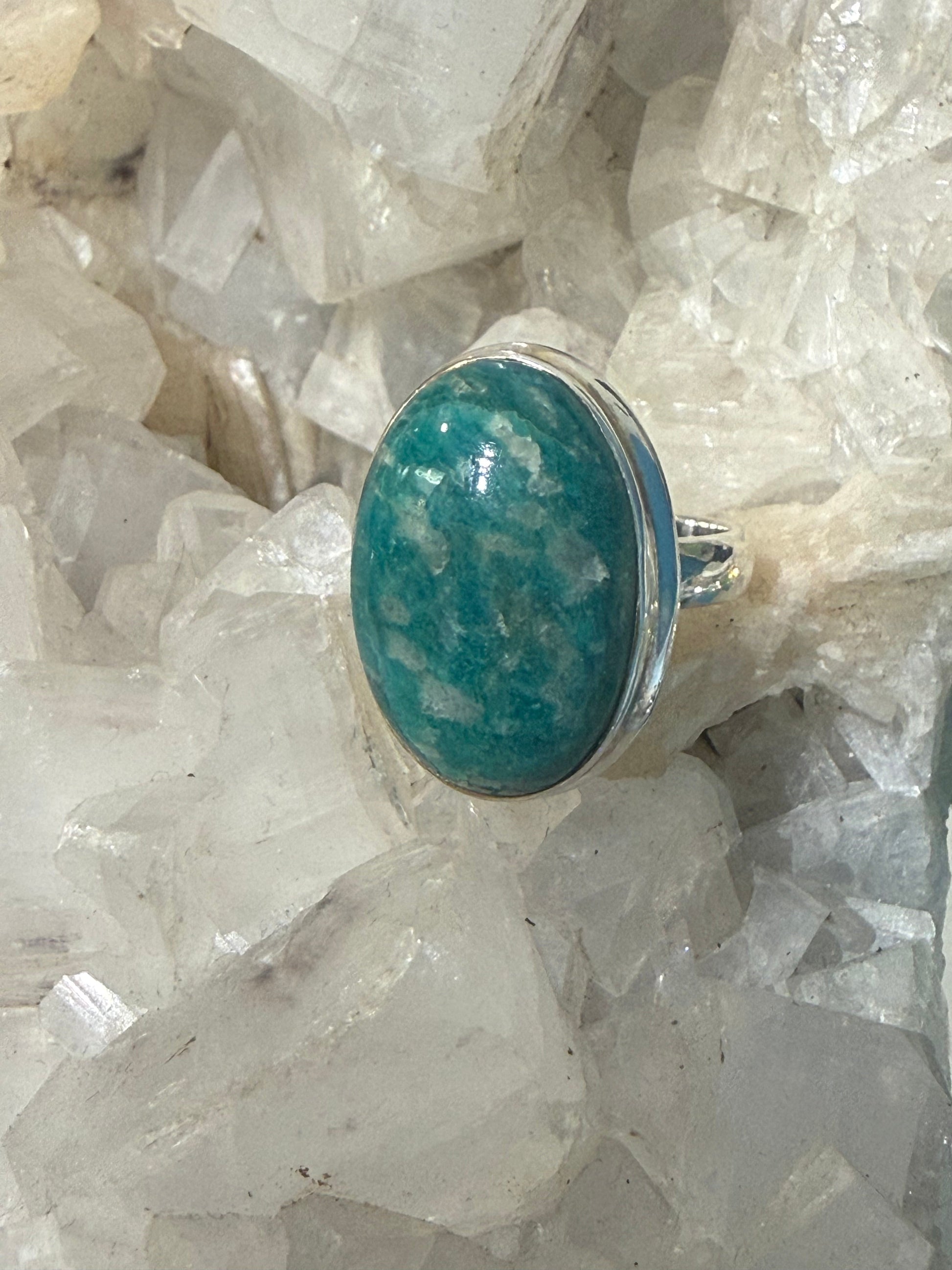 Amazonite Ring – Sterling Silver (Size 7) Crystal Wellness