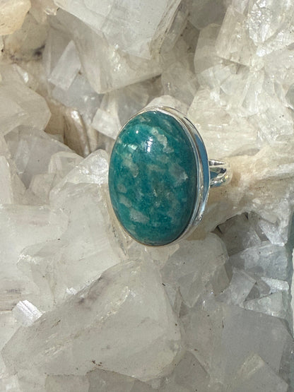 Amazonite Ring – Sterling Silver (Size 7) Crystal Wellness