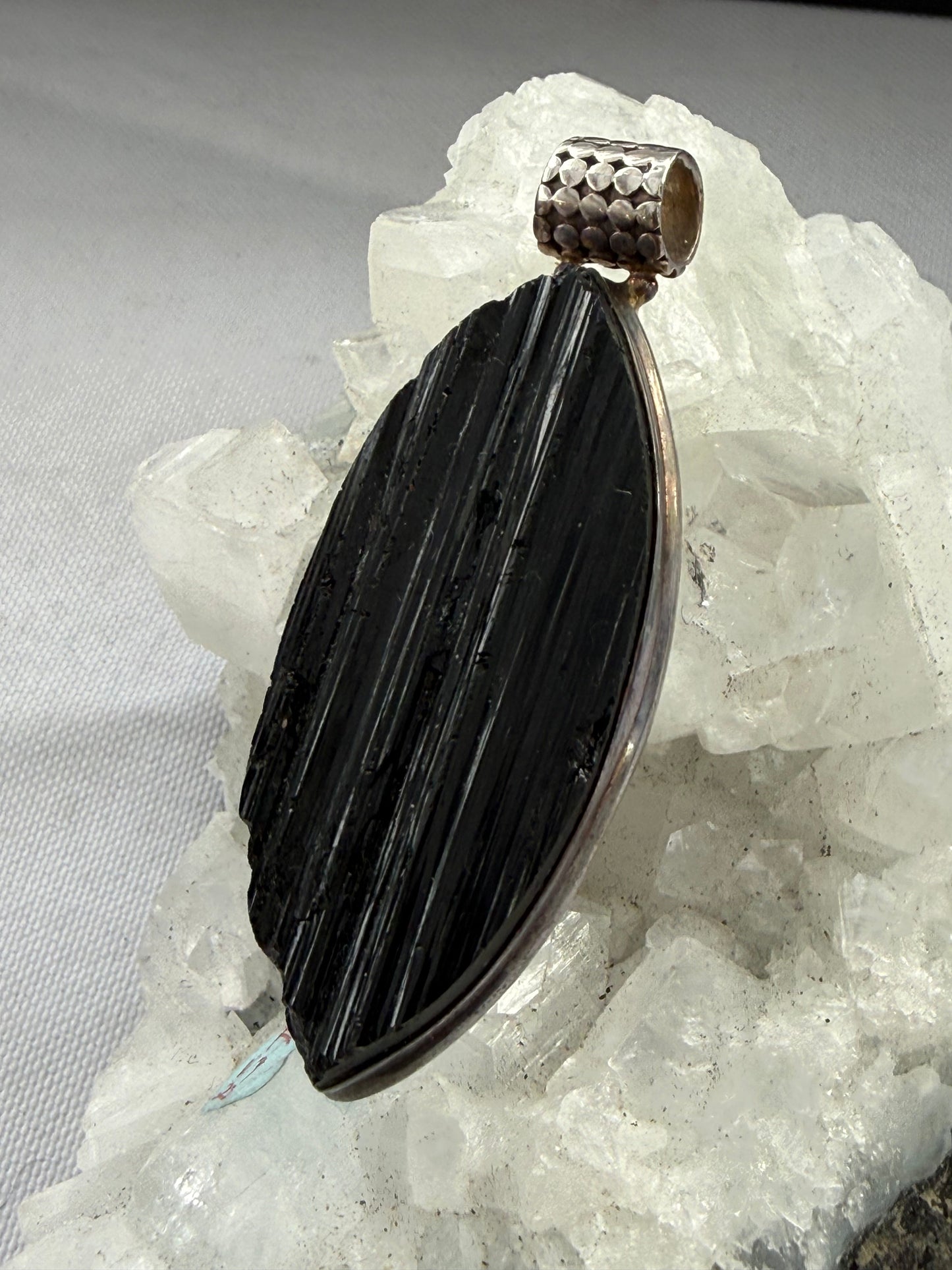 Black Tourmaline Sterling Silver Pendant — Shield of Protection & Grounding Crystal Wellness