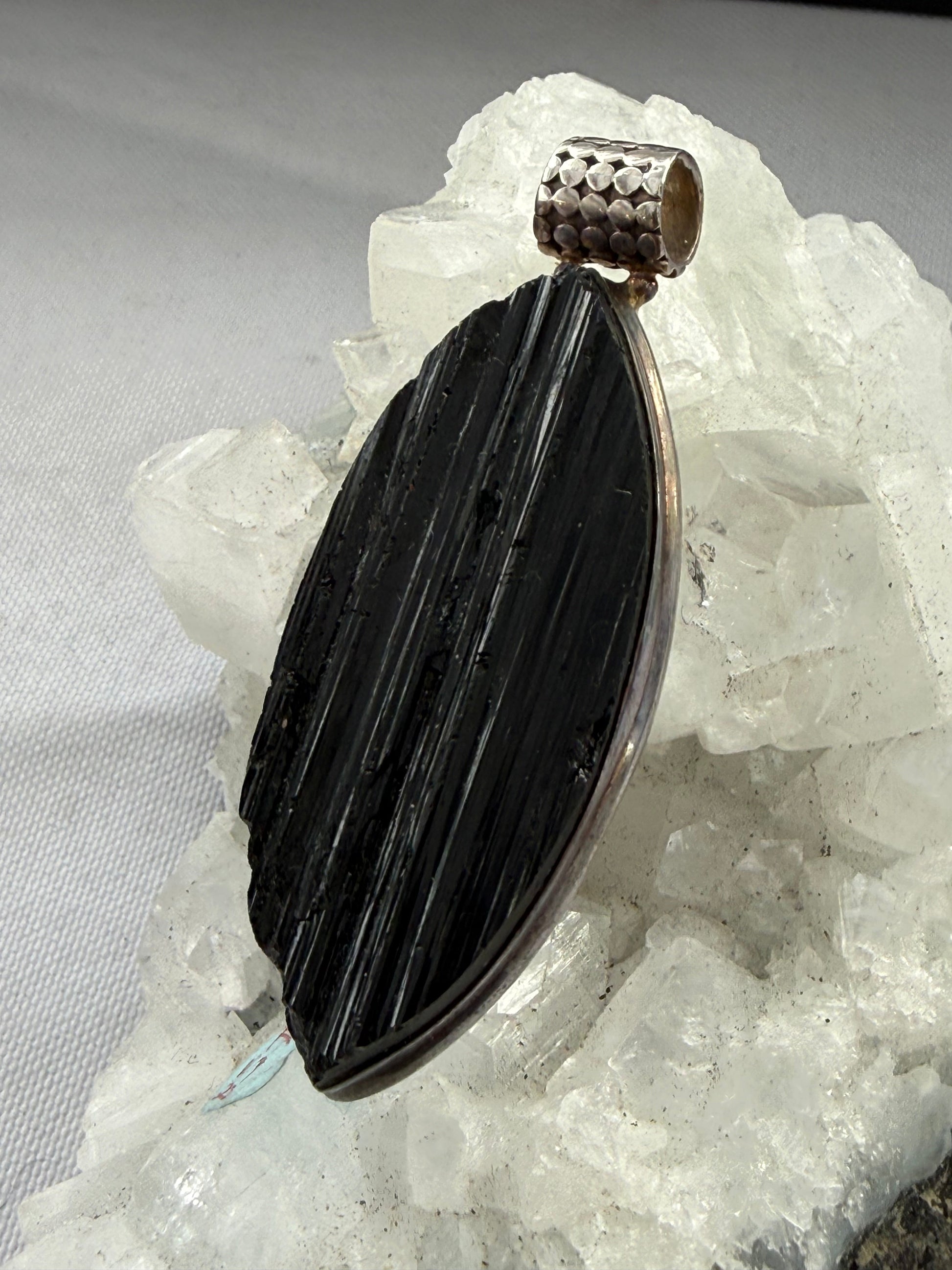 Black Tourmaline Sterling Silver Pendant — Shield of Protection & Grounding Crystal Wellness