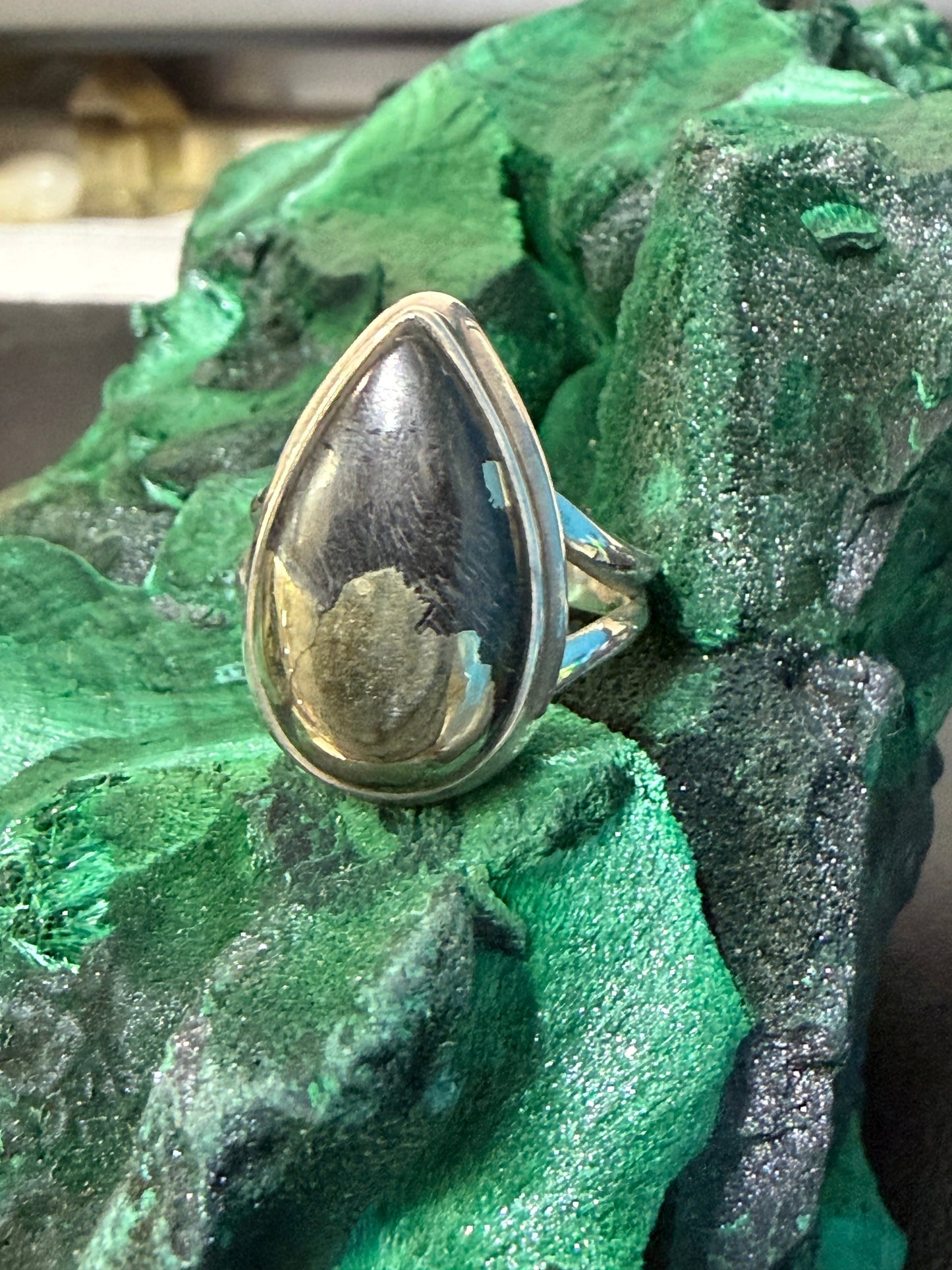 Pyrite & Magnetite Sterling Silver Ring – Size 6 Crystal Wellness