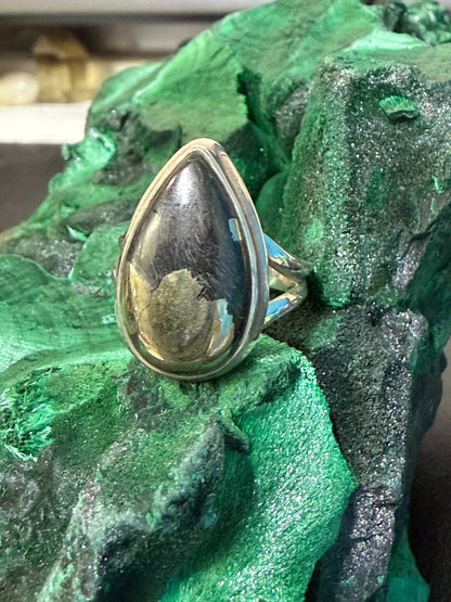 Pyrite & Magnetite Sterling Silver Ring – Size 6 Crystal Wellness