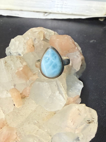 Larimar Ring — Ocean of Serenity, size 6 Crystal Wellness