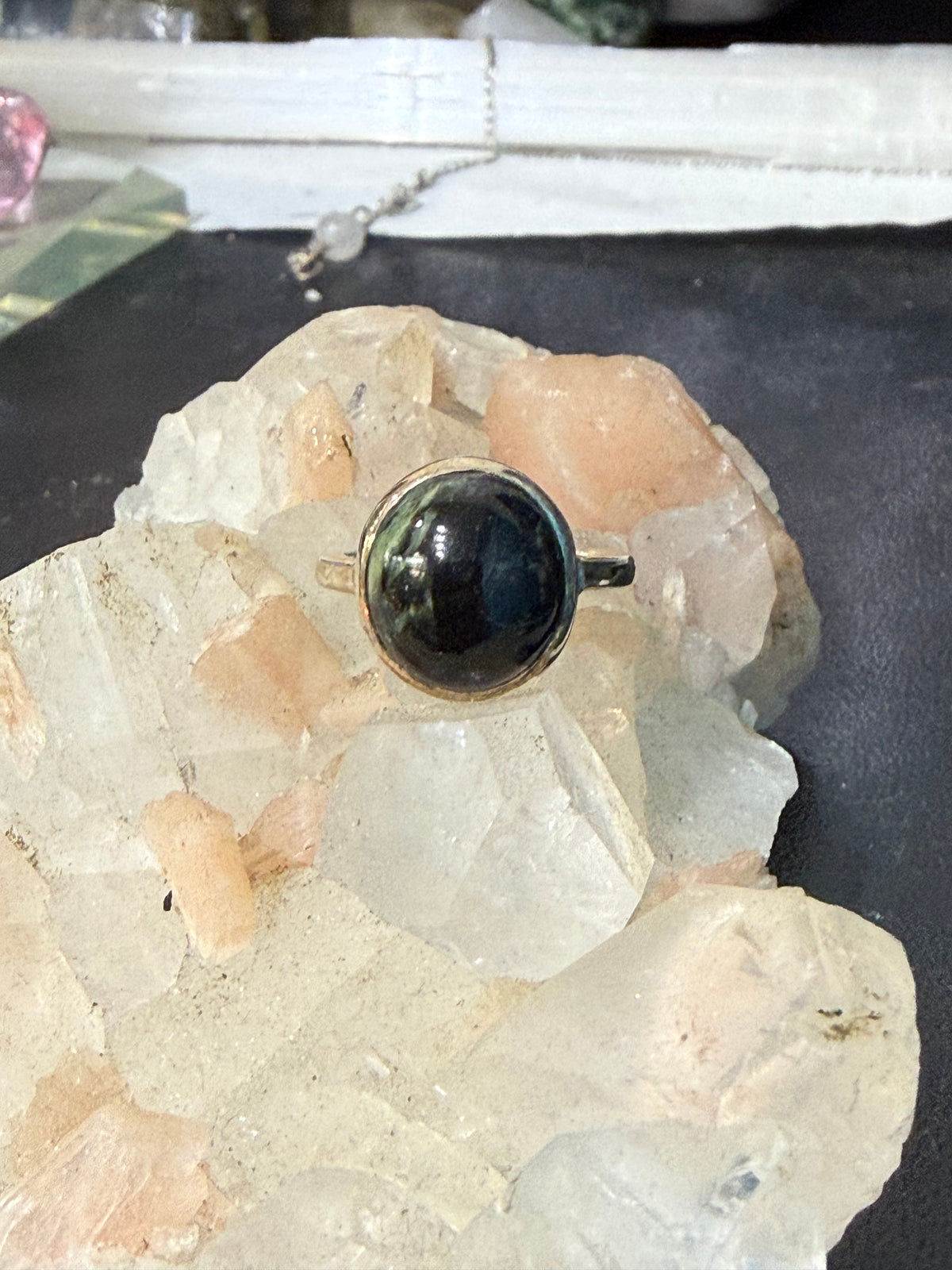 🖤 Black Jade Ring — “Guardian of Stillness”, size 5.5 Crystal Wellness