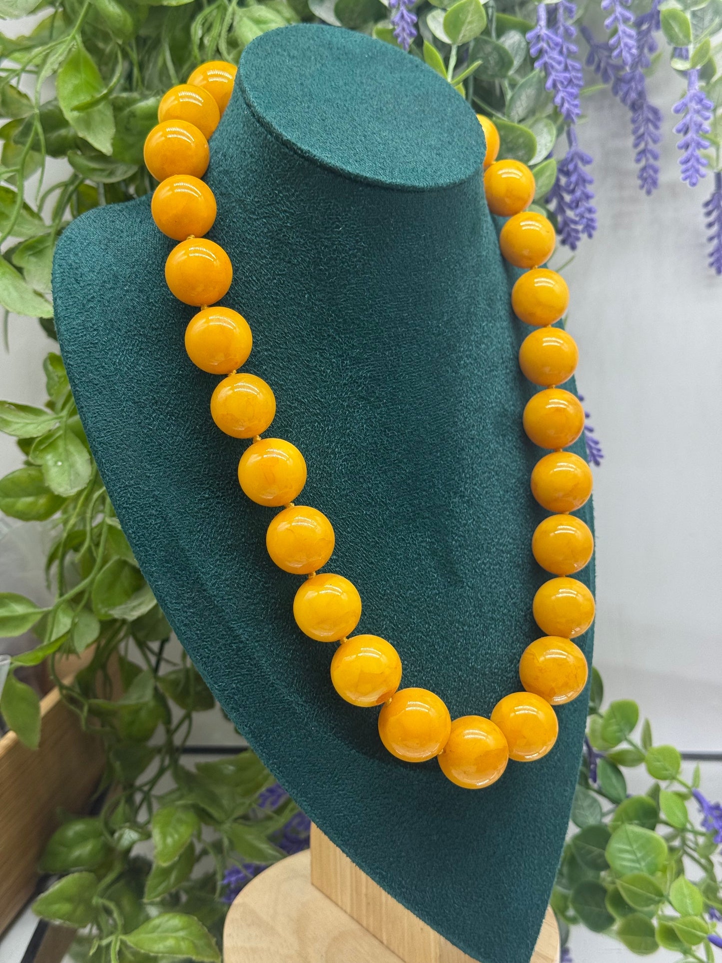 Butterscotch Amber 21mm Bead Necklace — Golden Glow & Timeless Warmth, 52cm Crystal Wellness