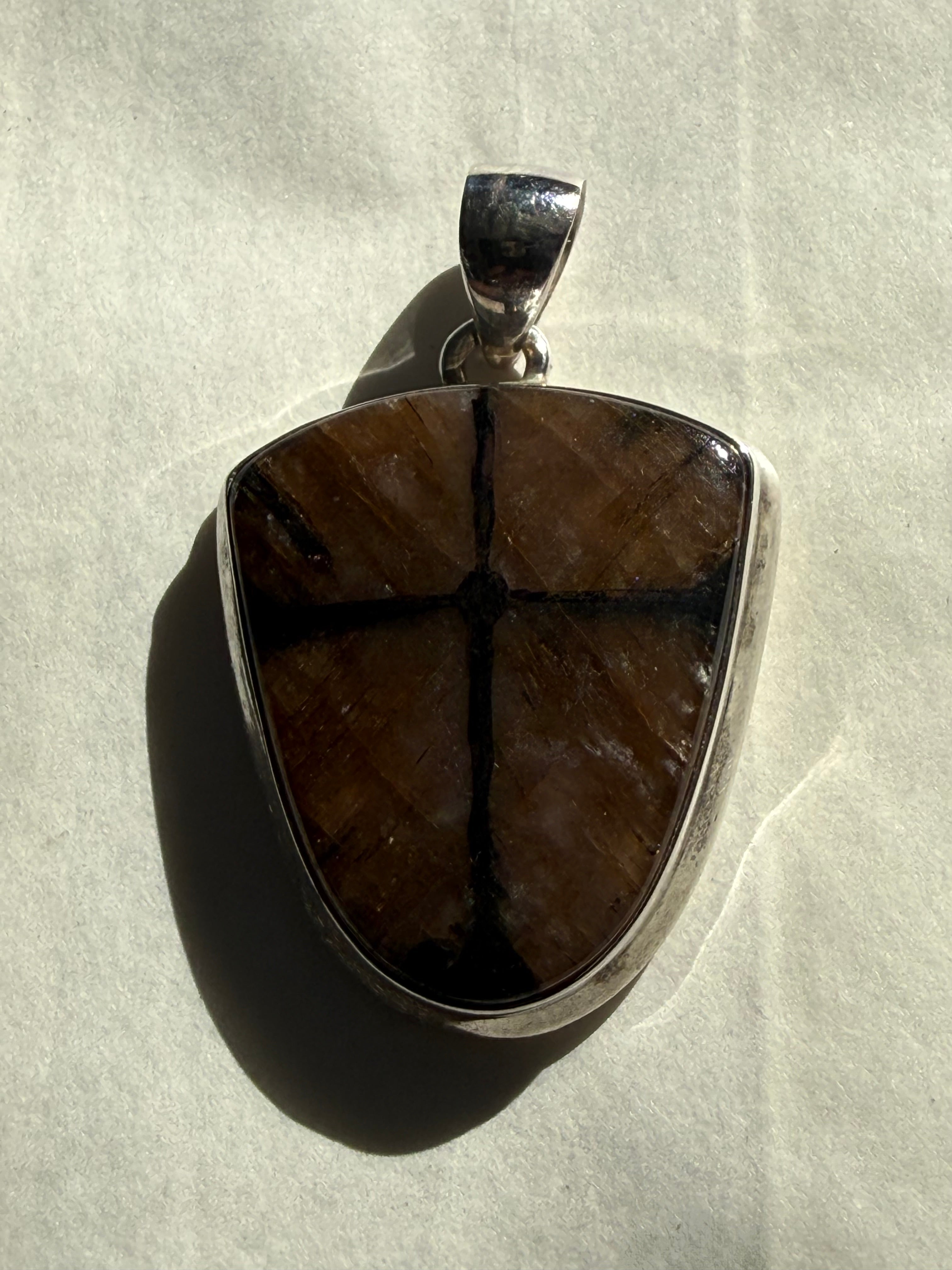 Chiastolite Pendant – Stone of Protection & Sacred Alignment, 32mmx26mm Crystal Wellness