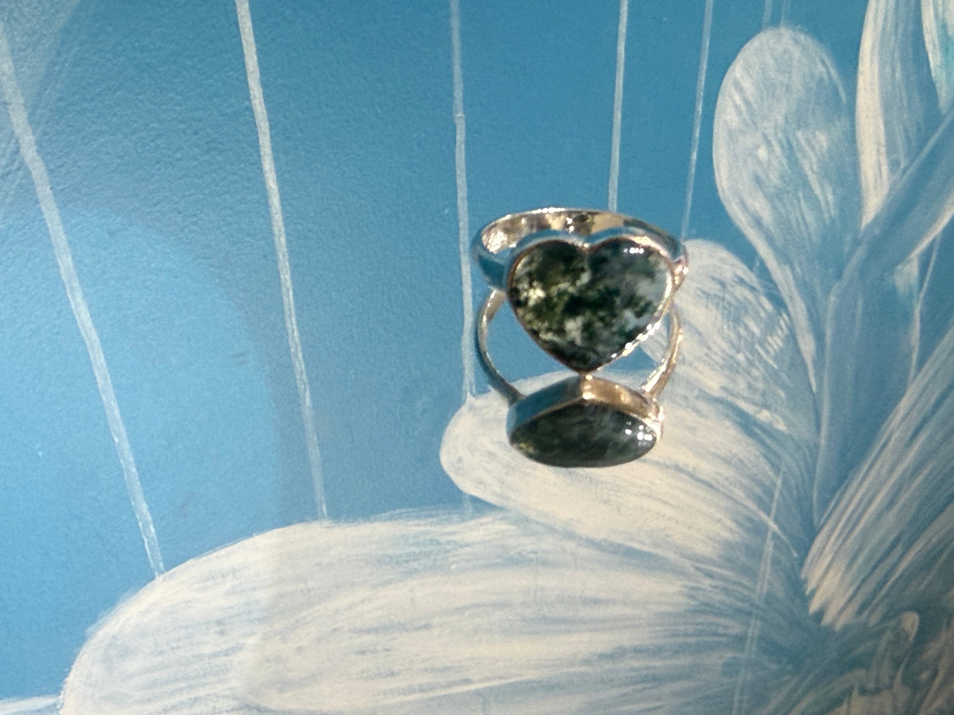 Natural Moss Agate Ring, size 11.25  – Growth, Abundance & Heart Healing | Adjustable Crystal Ring Crystal Wellness