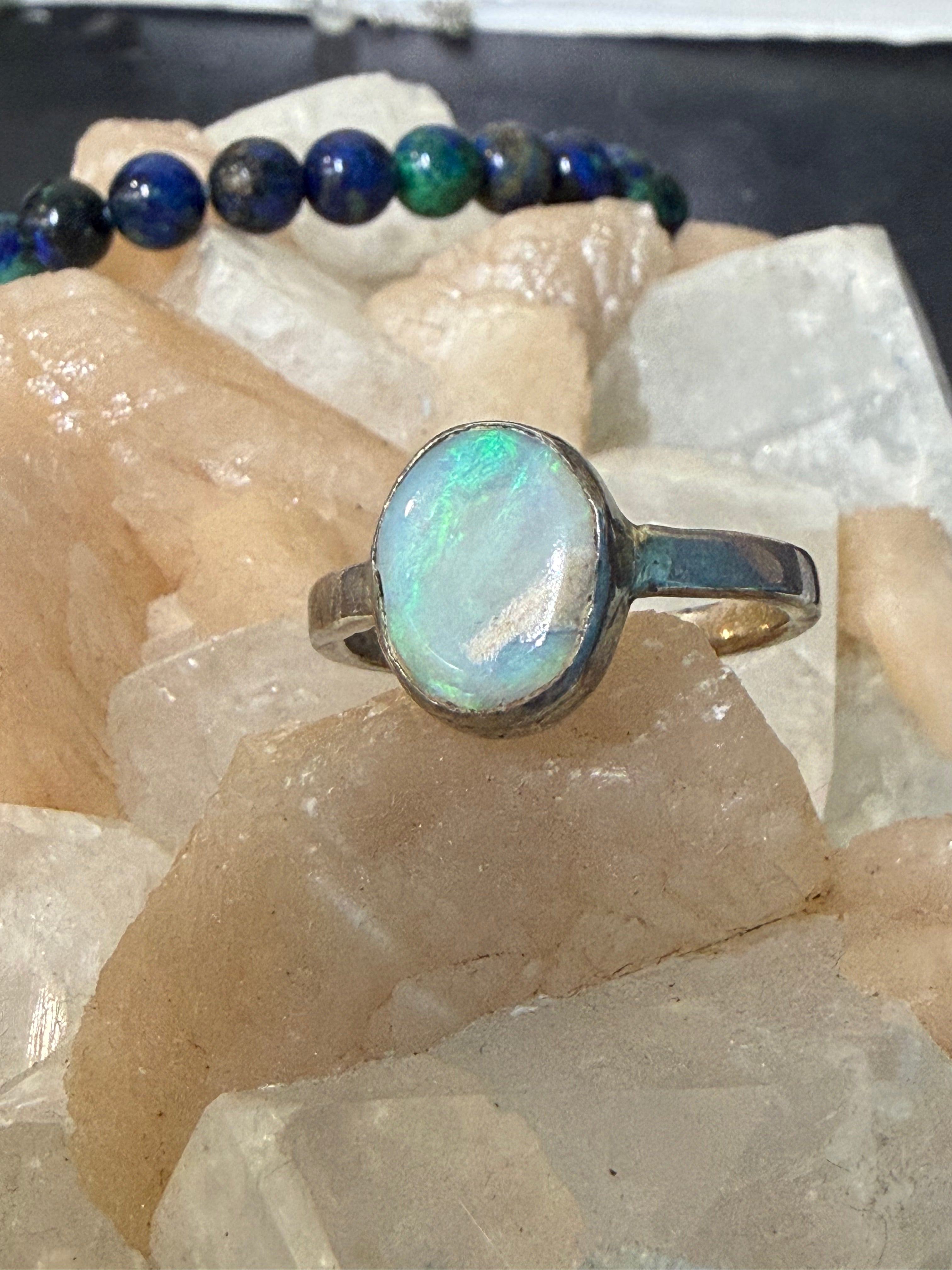 Australian Opal Ring, size 10 — A Glimpse of the Australian Sky Crystal Wellness