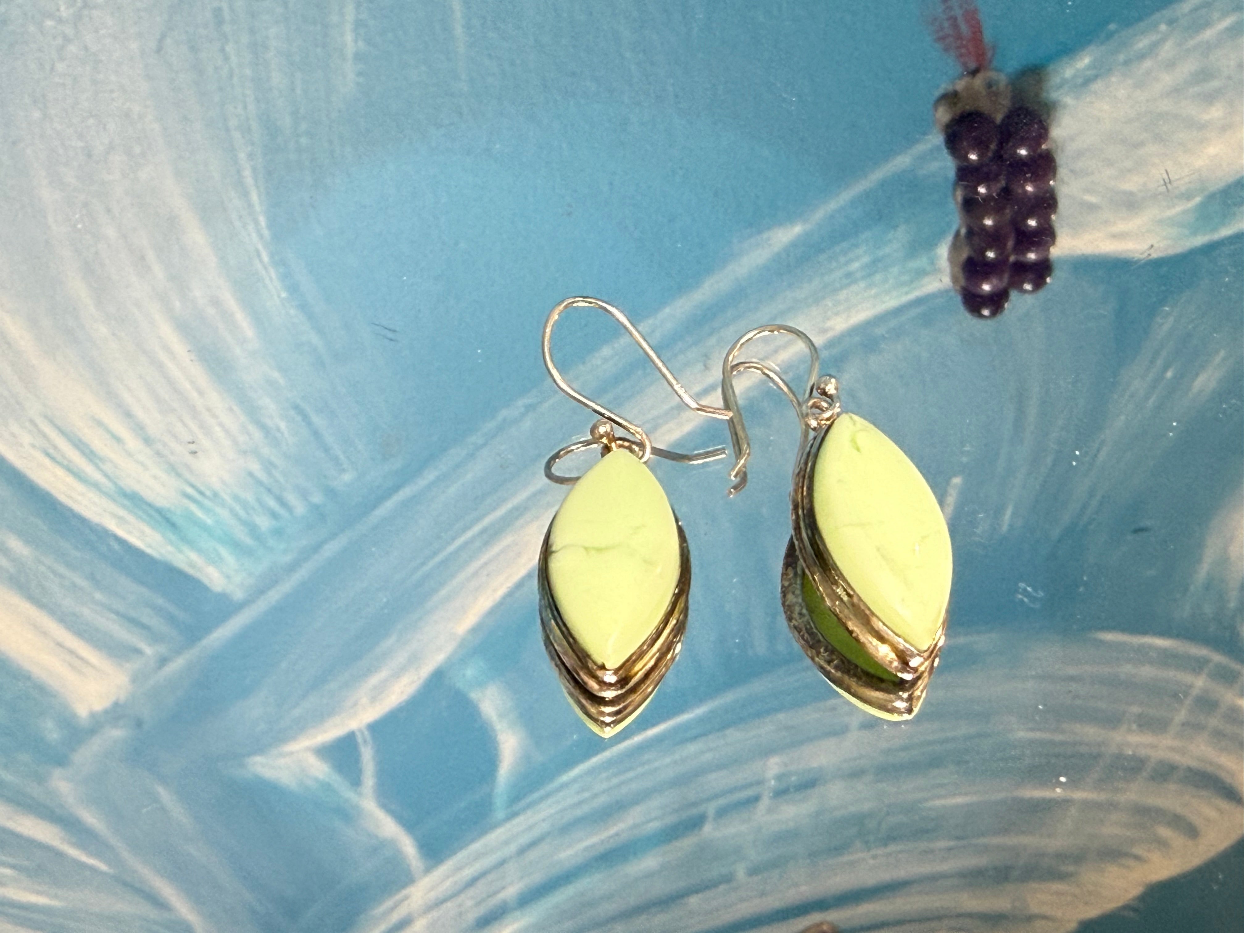 Lemon Chrysoprase Earrings – Joy, Renewal & Heart Healing, 21mmx13mm Crystal Wellness