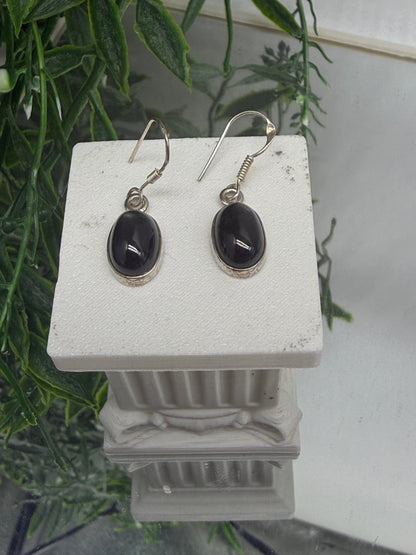 Black Star Sapphire Sterling Silver (92.5) Earrings Crystal Wellness