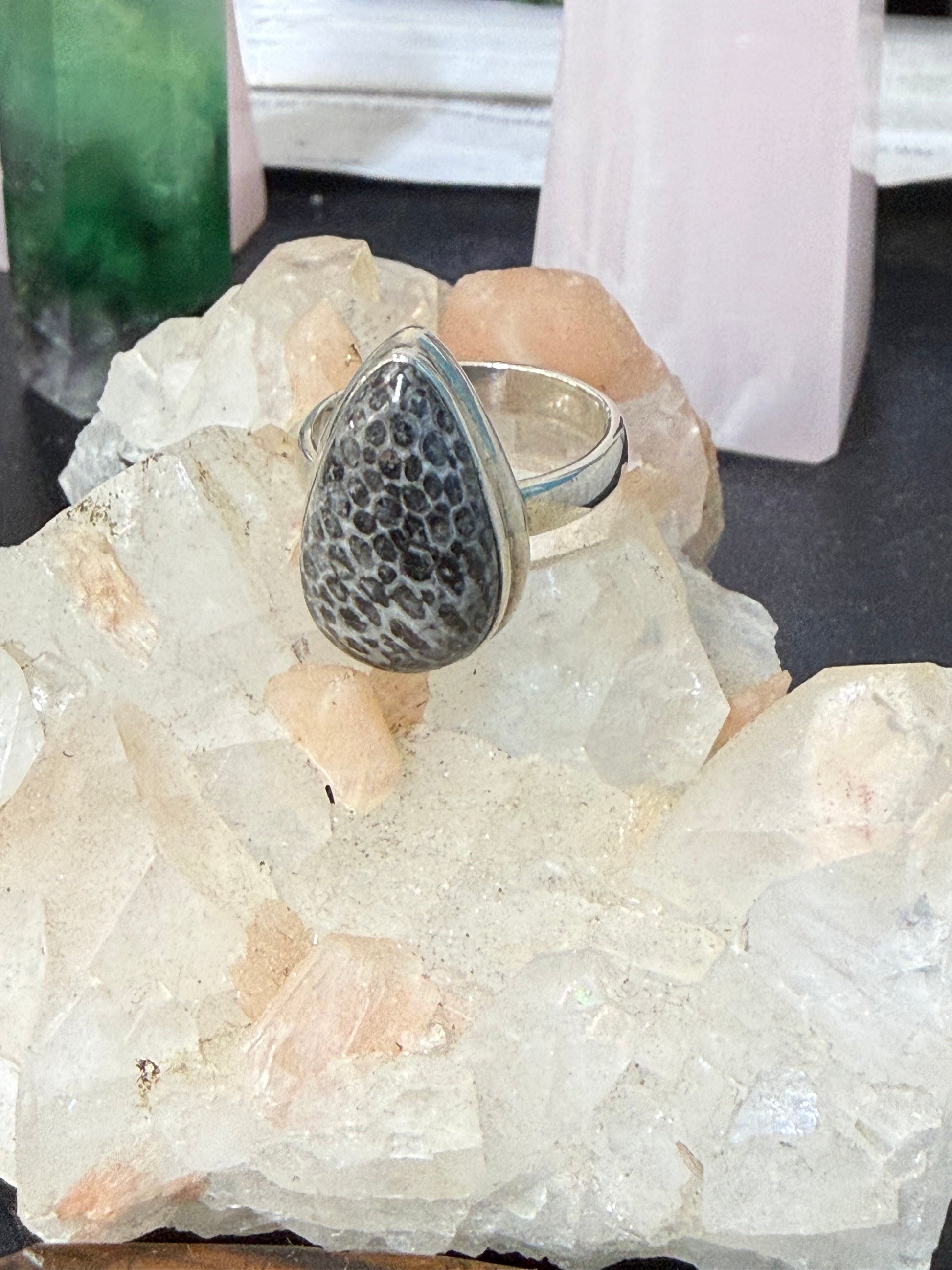 Black Coral Ring, size 9.5 Crystal Wellness