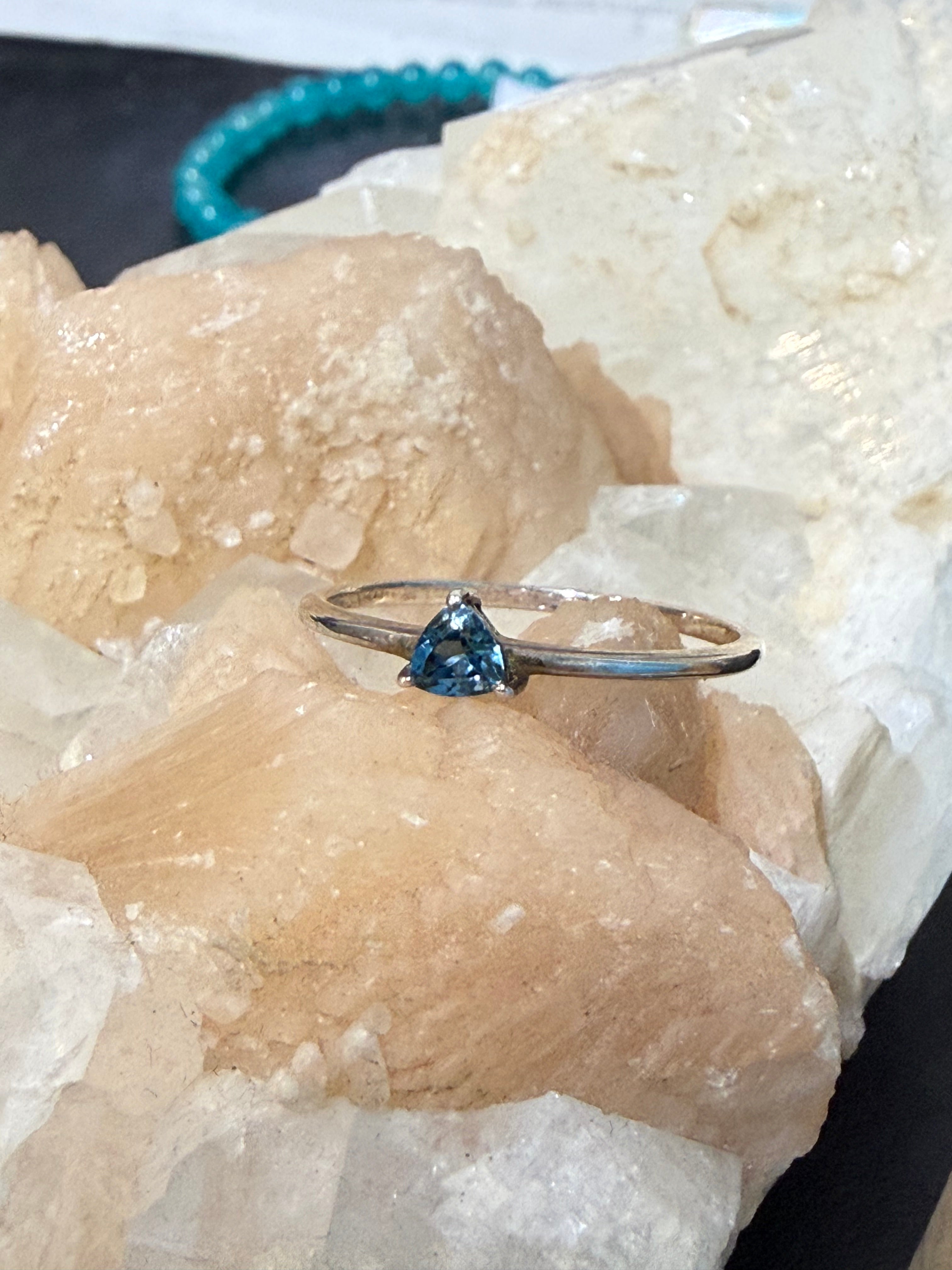 London Blue Topaz Ring, size 9  – Deep Ocean Blue Gemstone of Calm, Clarity & Inner Wisdom Crystal Wellness